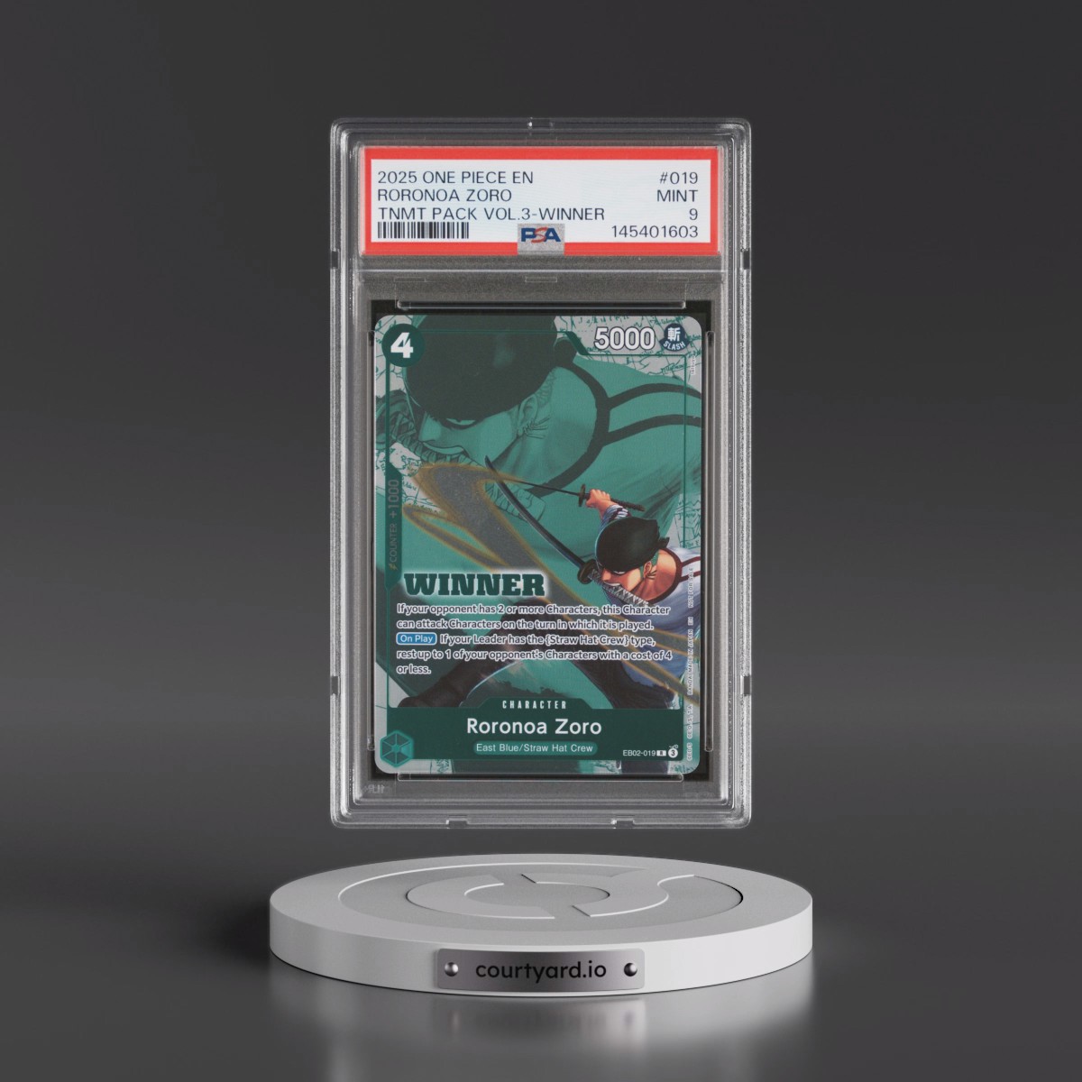 2025 One Piece Tournament Pack Vol.3 #019 Roronoa Zoro - Winner (PSA 9 MINT)