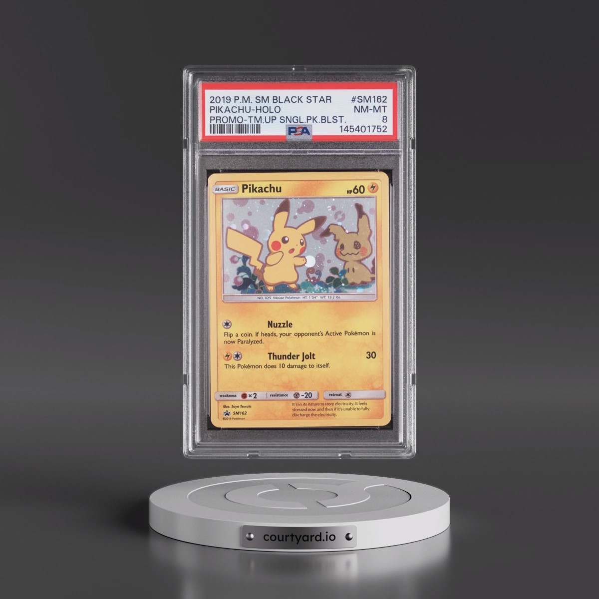 2019 Pokémon SM Black Star Promo Pikachu - Holo Team Up Single Pack Blisters #SM162 PSA 8