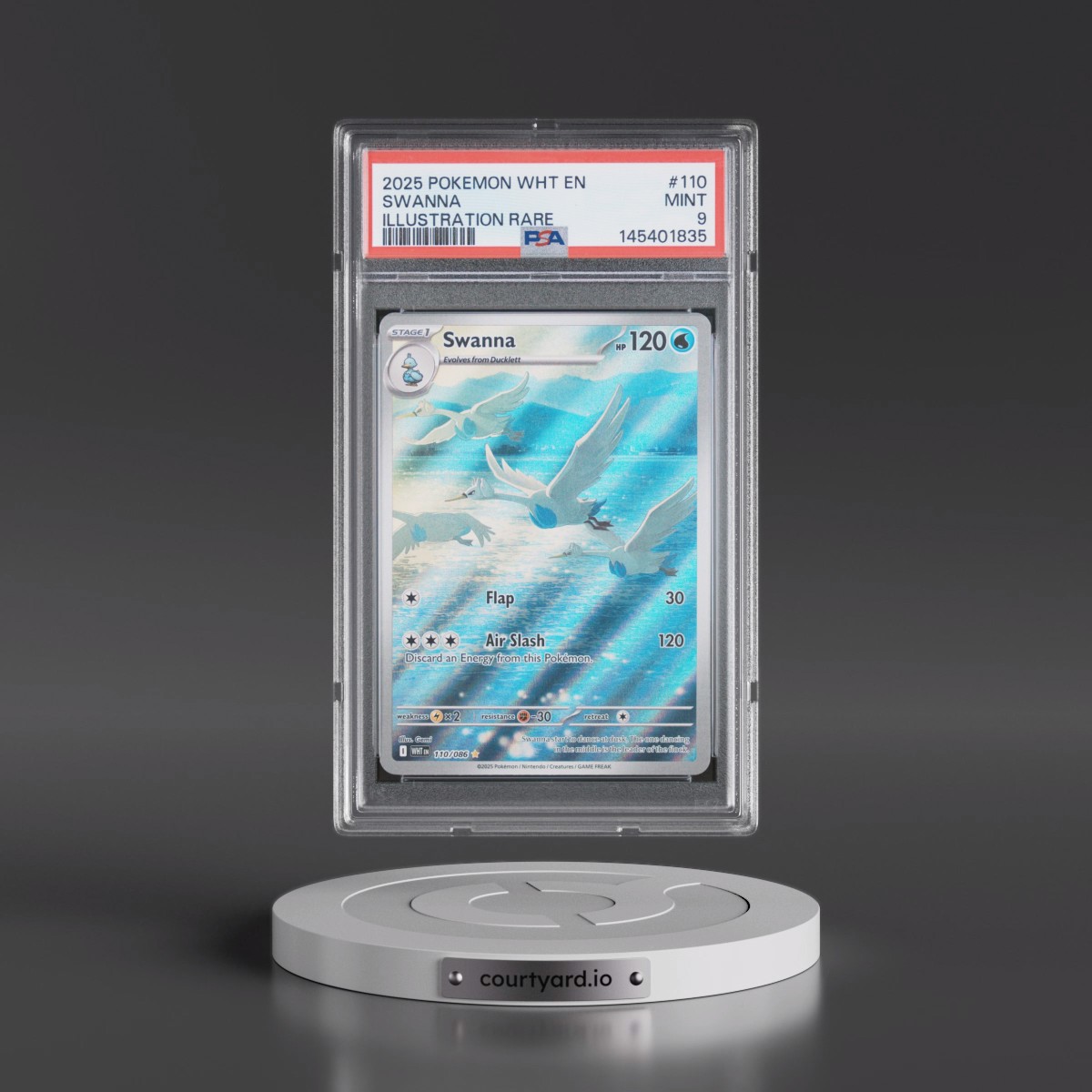 2025 Pokémon Wht EN-White Flare #110 Swanna - Illustration Rare (PSA 9 MINT)