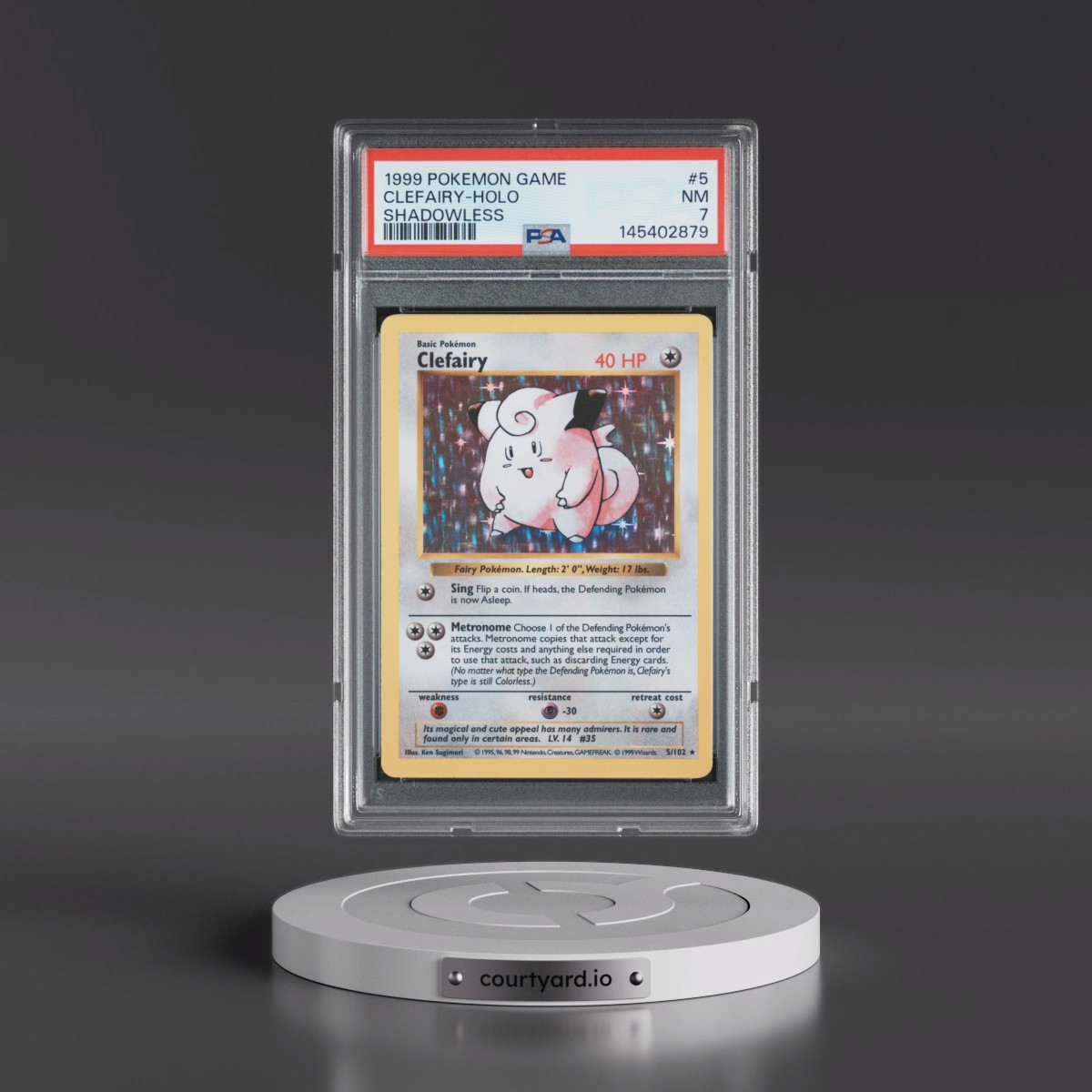 1999 Pokémon Game #5 Clefairy - Holo Shadowless (PSA 7 NM)
