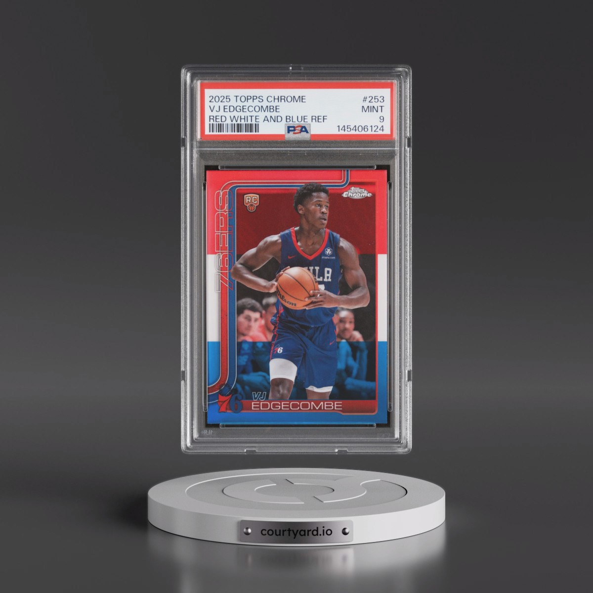 2025 Topps Chrome #253 VJ Edgecombe - Red White and Blue Refractor (PSA 9 MINT)