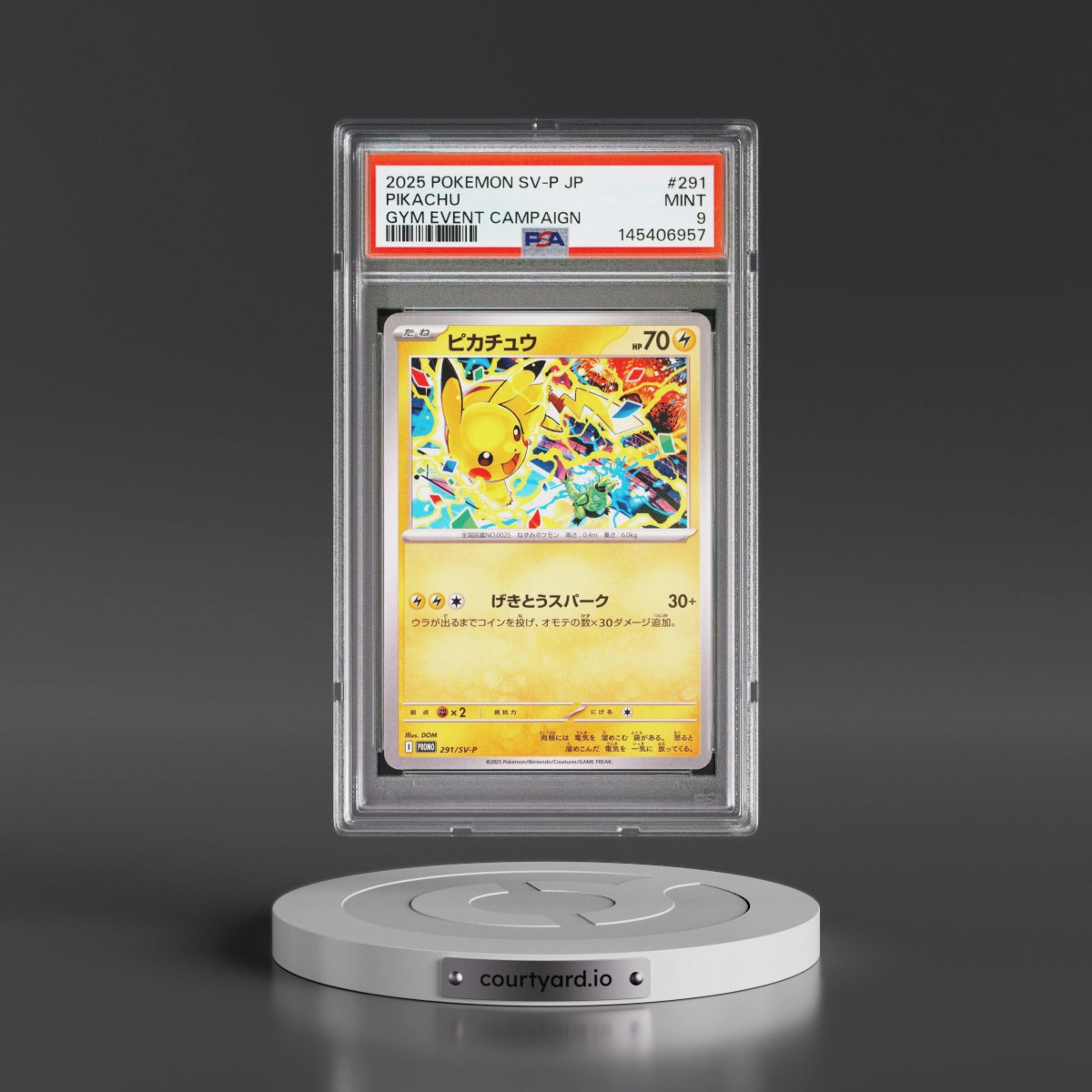 2025 Pokémon SV-P Promo #291 Pikachu - Gym Event Campaign (PSA 9 MINT)