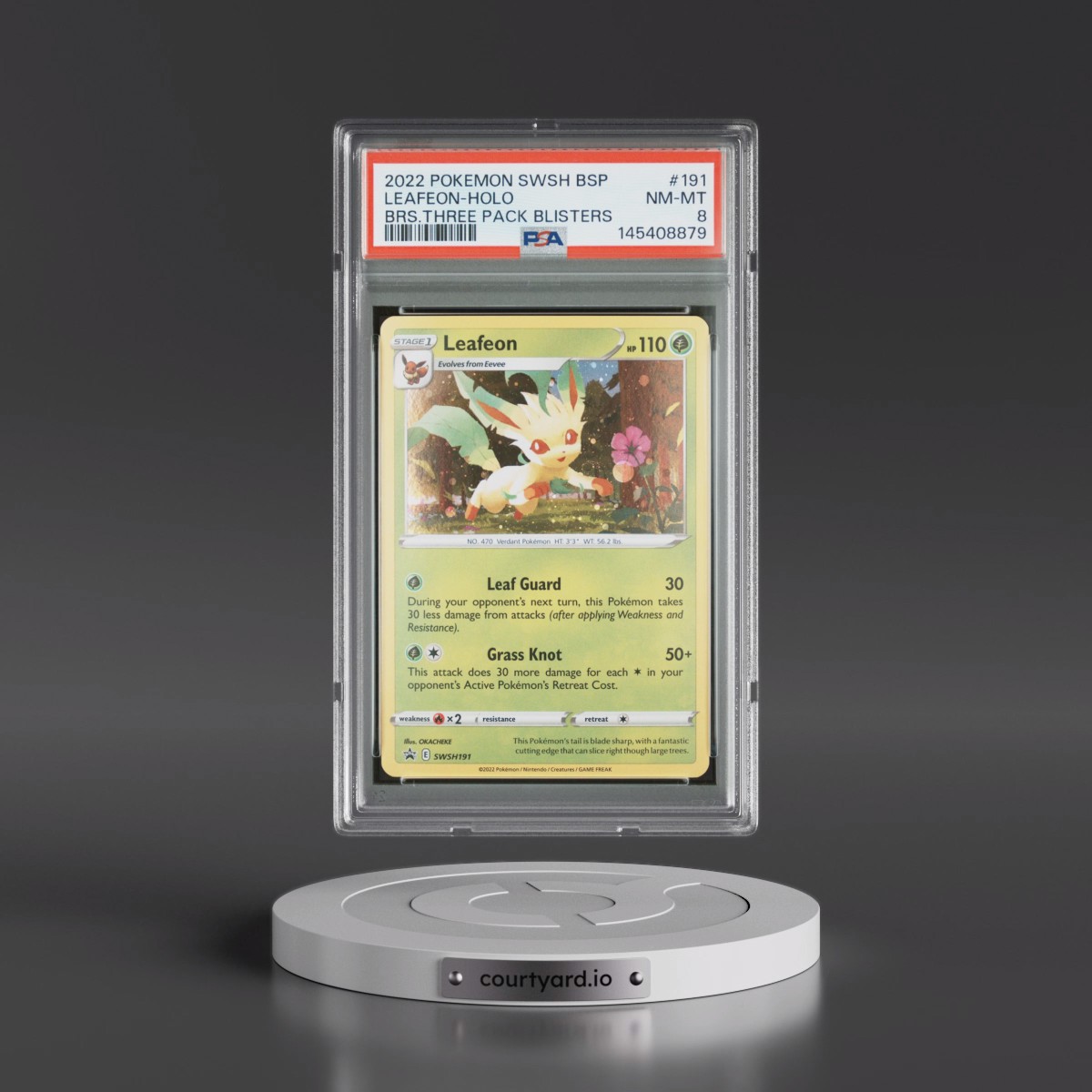 2022 Pokémon Swsh Black Star Promo Leafeon - Holo Brilliant Stars Three Pack Blisters #191 PSA 8