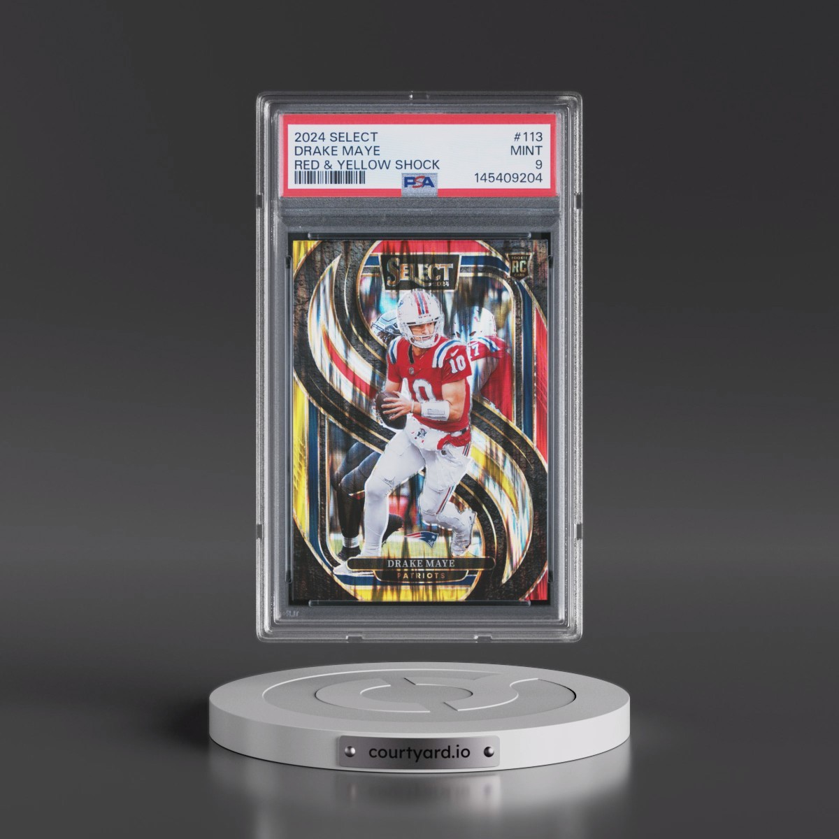 2024 Panini Select #113 Drake Maye - Red & Yellow Shock (PSA 9 MINT)