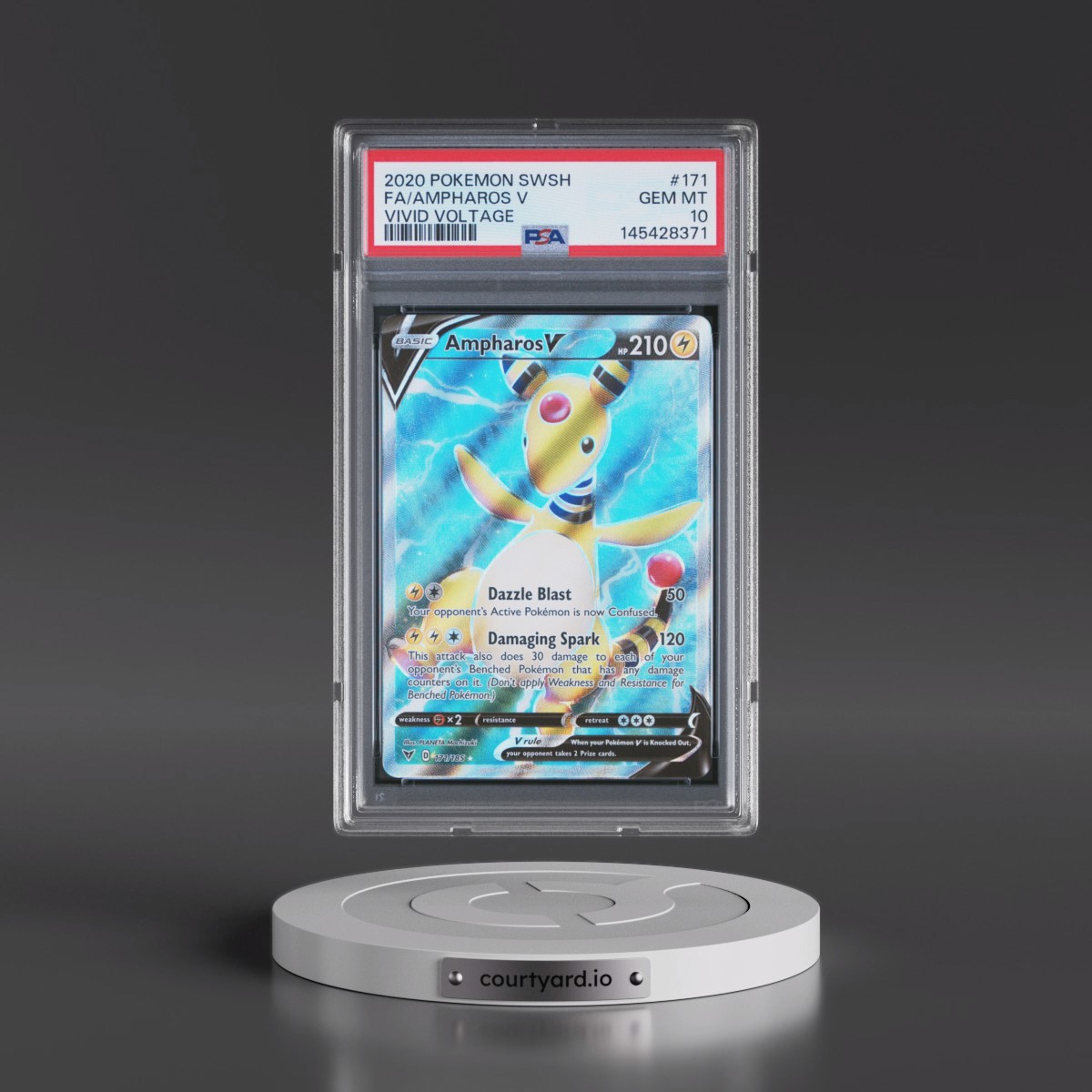2020 Pokémon Sword & Shield Vivid Voltage #171 Ampharos V - Holo Full Art (PSA 10 GEM MINT)