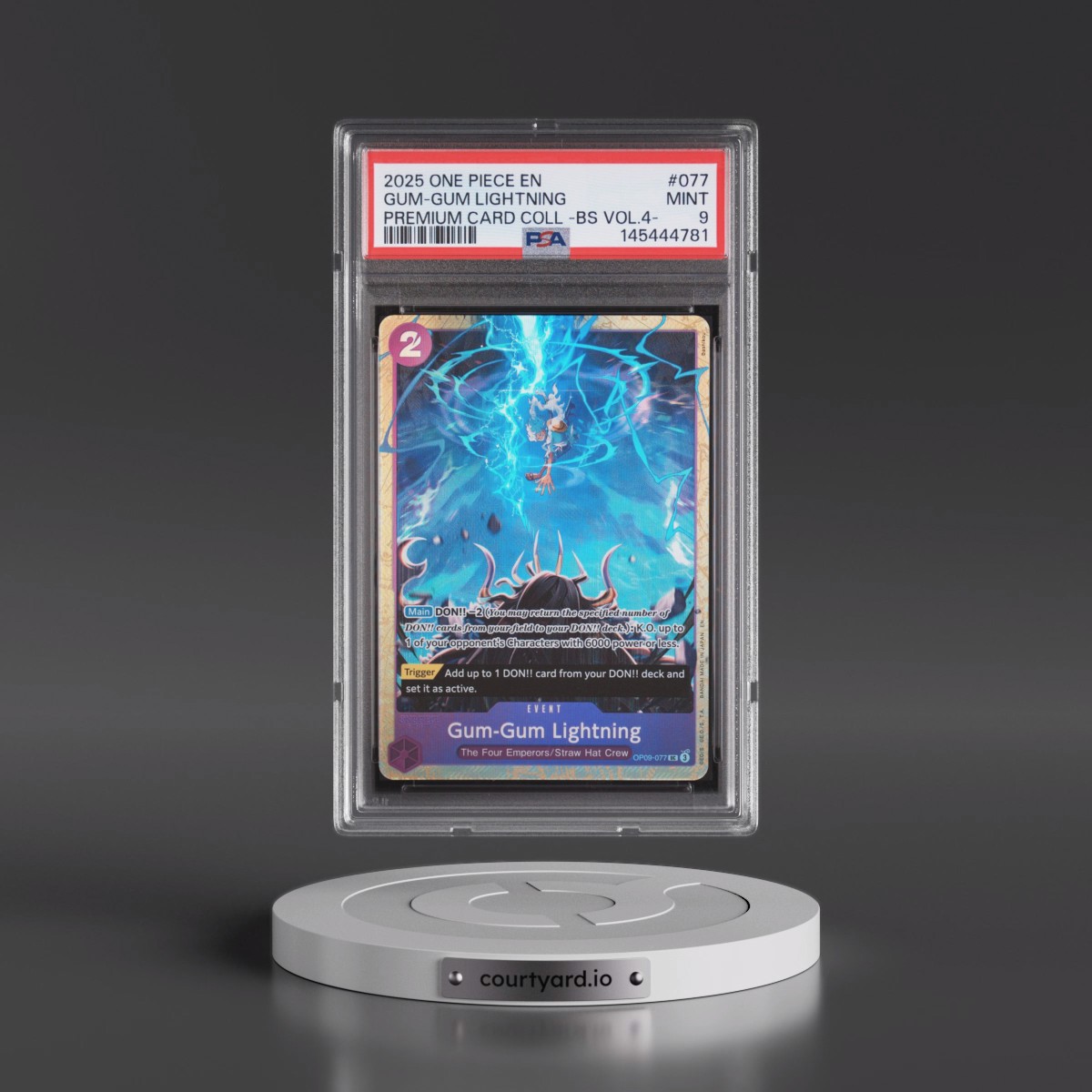 2025 One Piece Premium Card Collection -Best Selection Vol.4 #077 Gum-Gum Lightning (PSA 9 MINT)
