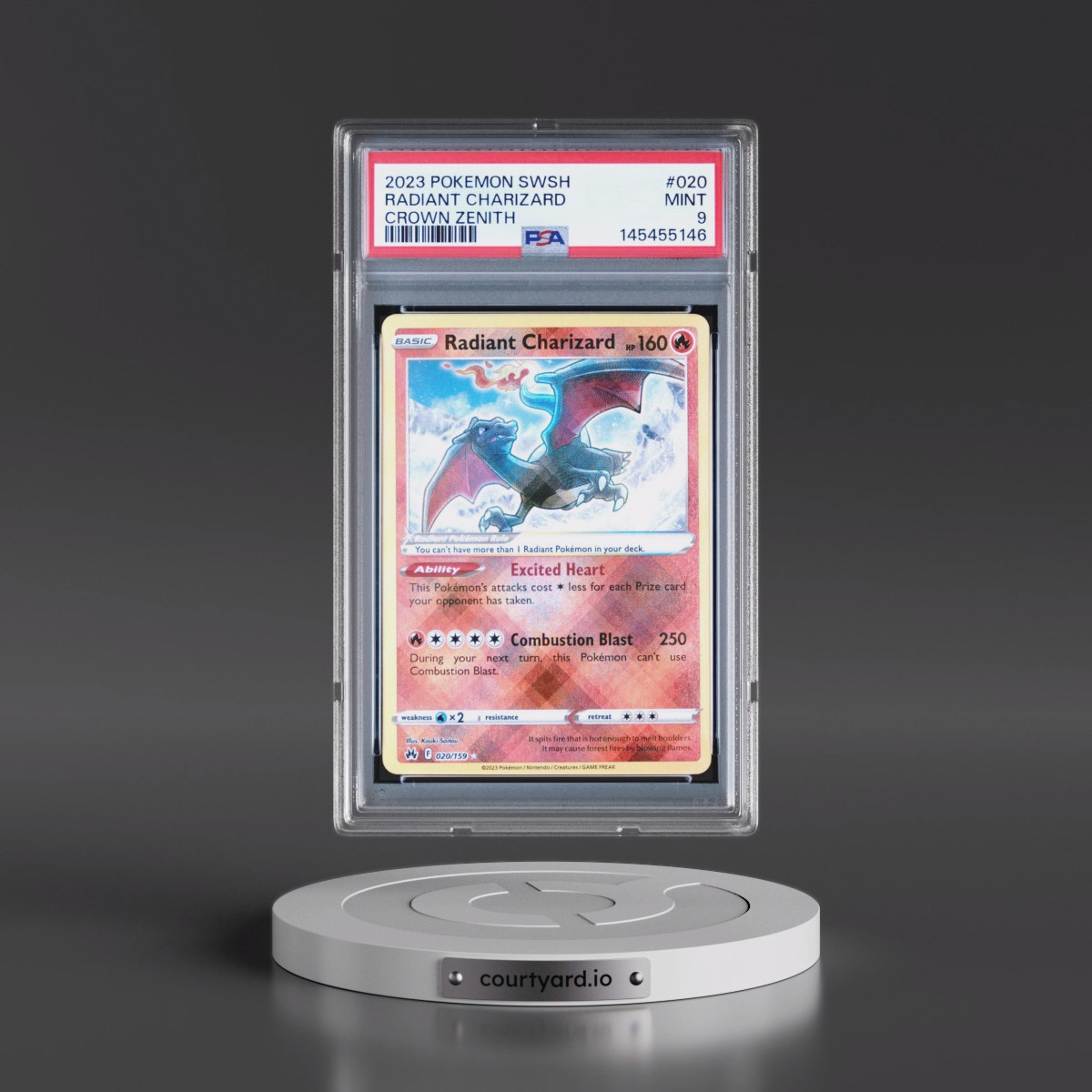 2023 Pokémon Sword and Shield Crown Zenith #020 Radiant Charizard - Holo (PSA 9 MINT)
