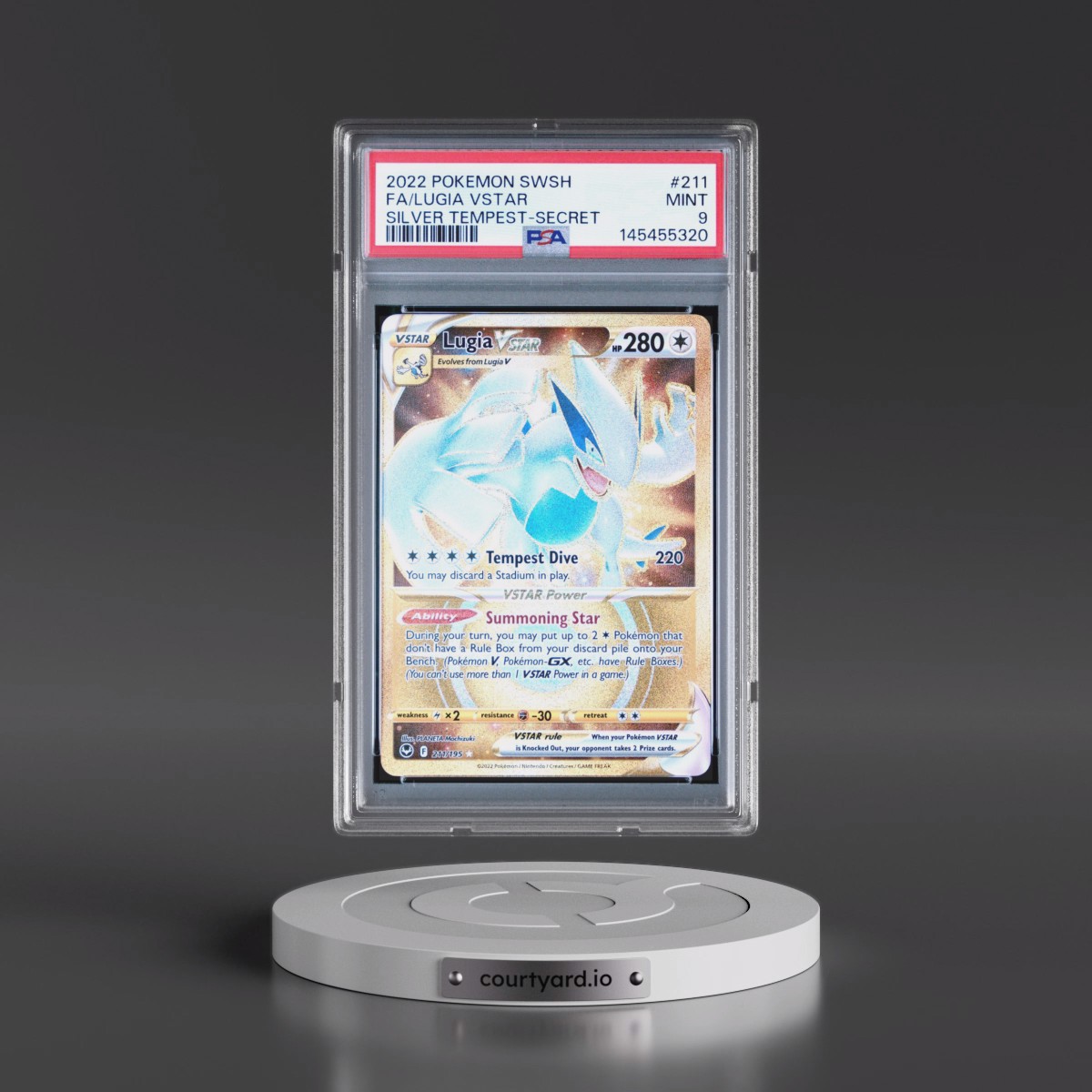 2022 Pokémon Sword & Shield Silver Tempest #211 Lugia Vstar - Full Art Secret (PSA 9 MINT)