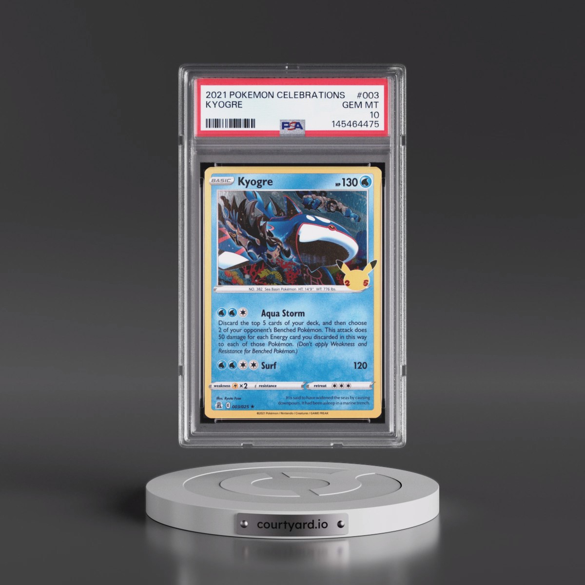 2021 Pokémon Celebrations #003 Kyogre (PSA 10 GEM MINT)