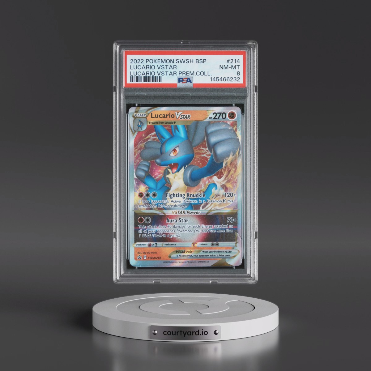2022 Pokémon Swsh Black Star Promo #214 Lucario Vstar - Lucario Vstar Premium Collection (PSA 8 NM-MT)