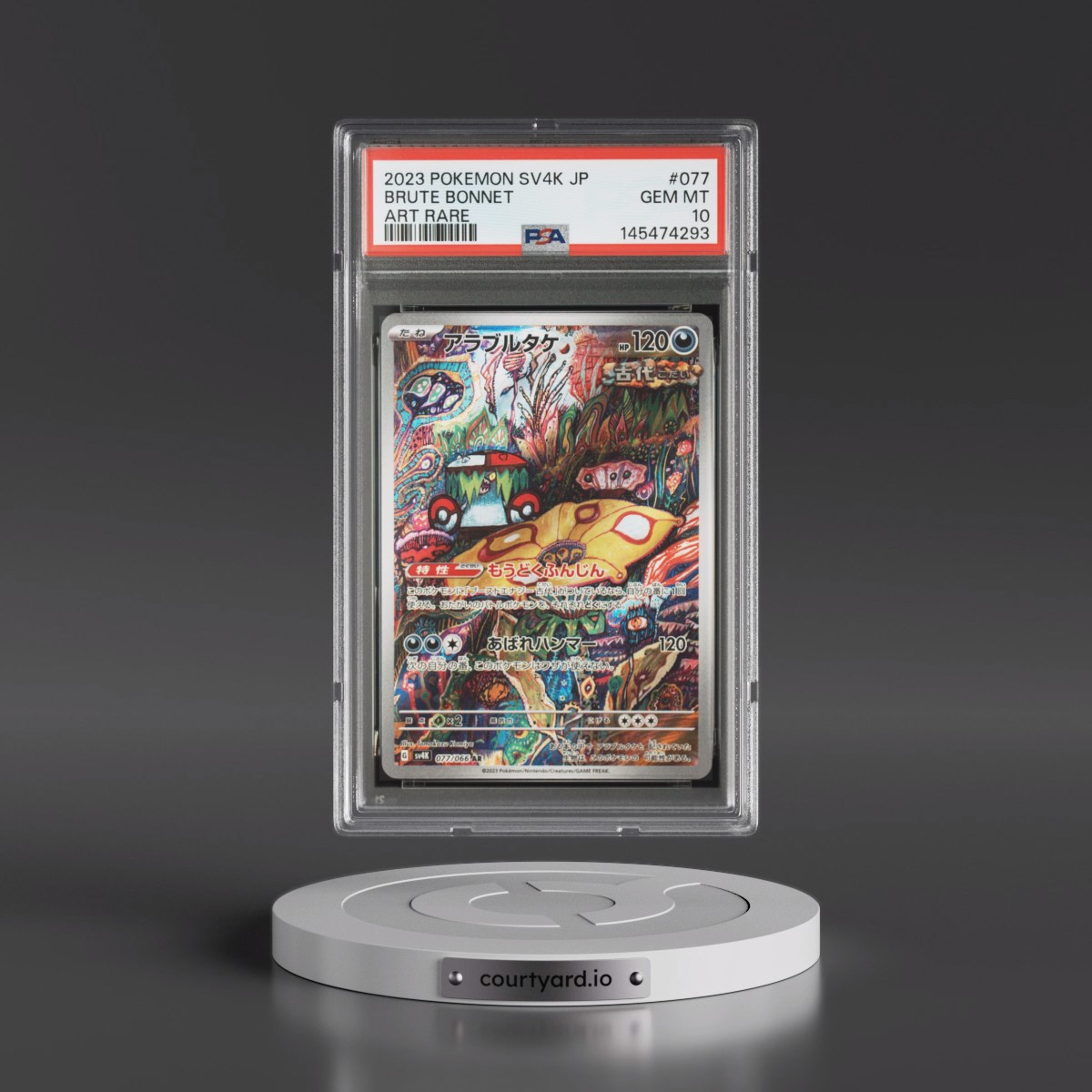 2023 Pokémon Sv4k-Ancient Roar #077 Brute Bonnet - Art Rare (PSA 10 GEM MINT)