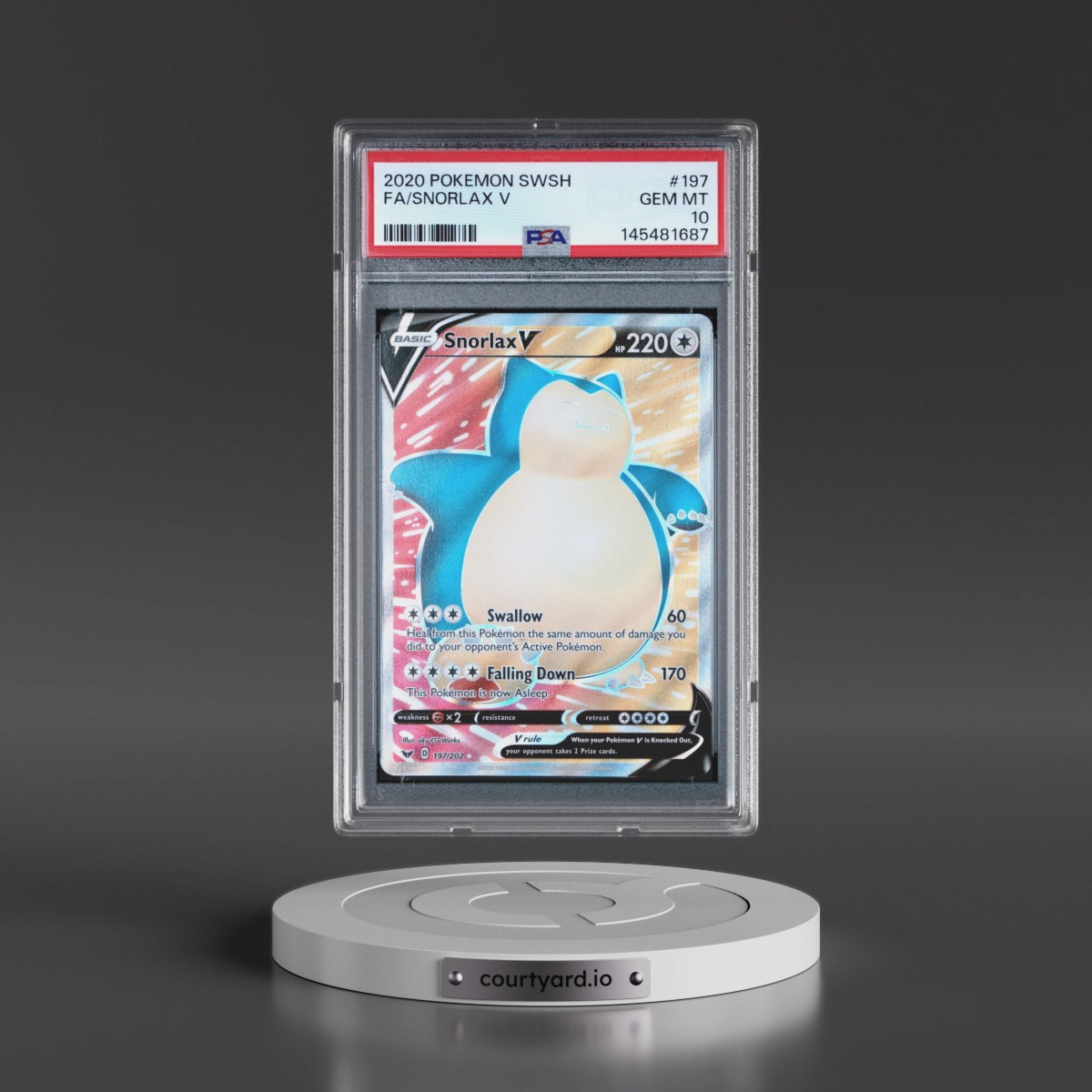 2020 Pokémon Sword & Shield #197 Snorlax V - Holo Full Art (PSA 10 GEM MINT)