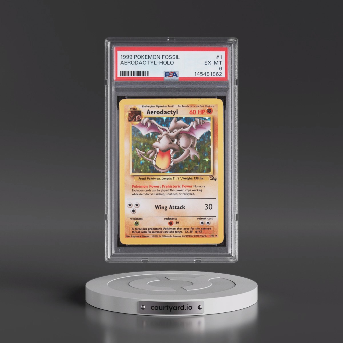1999 Pokémon Fossil #1 Aerodactyl - Holo (PSA 6 EX-MT)
