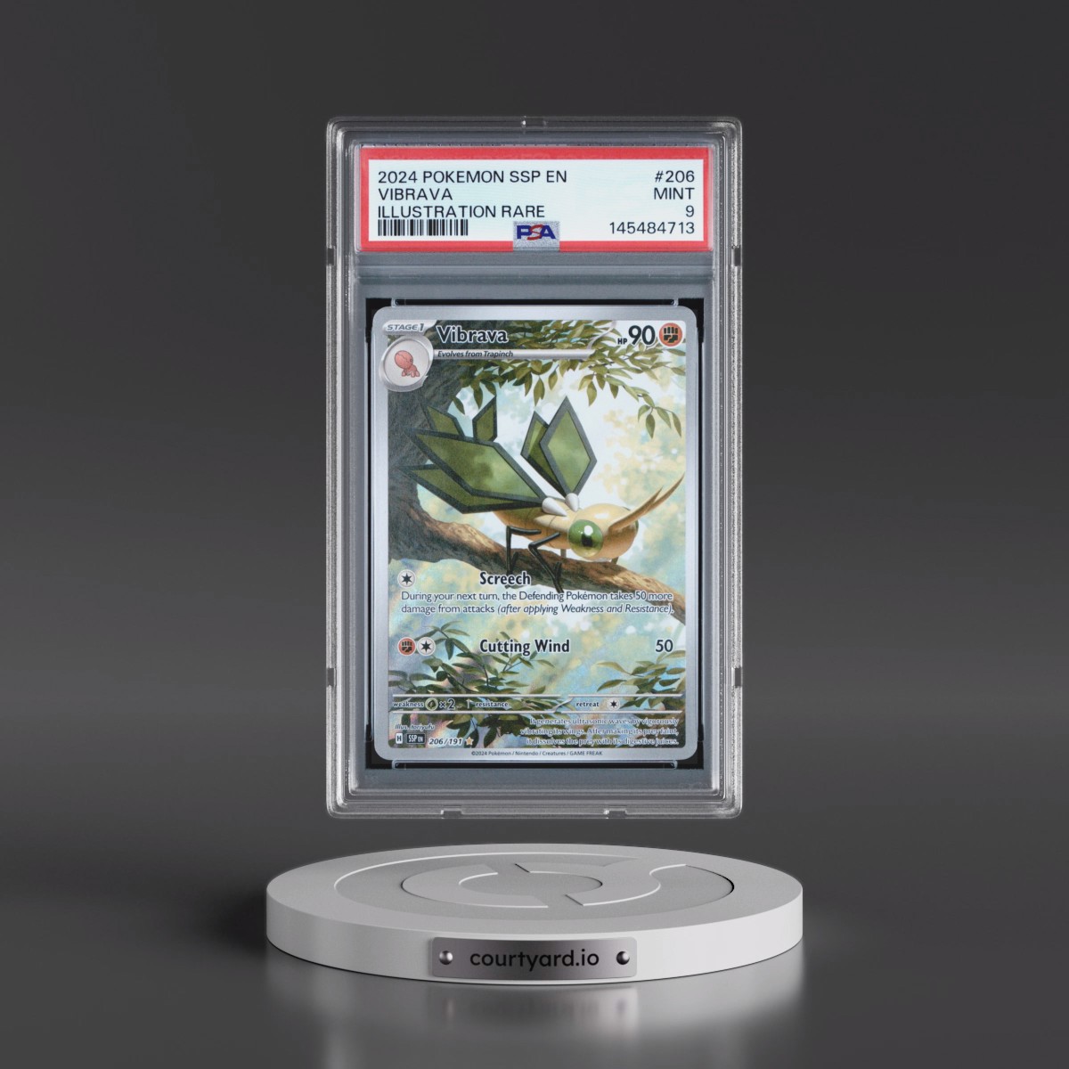 2024 Pokémon Ssp EN-Surging Sparks #206 Vibrava - Illustration Rare (PSA 9 MINT)