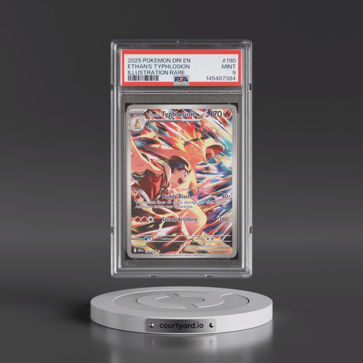 2025 Pokémon Dri EN-Destined Rivals #190 Ethan's Typhlosion - Illustration Rare (PSA 9 MINT)