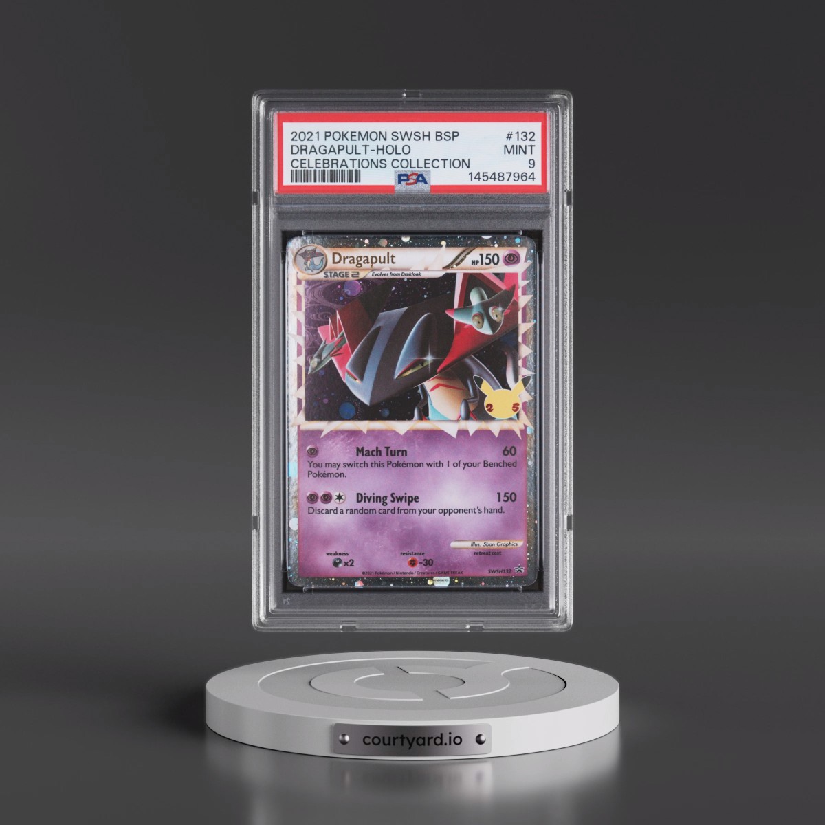 2021 Pokémon Swsh Black Star Promo #132 Dragapult - Holo Celebrations Collection (PSA 9 MINT)