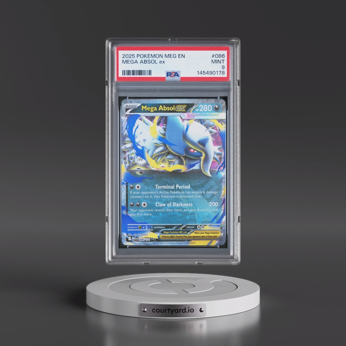 2025 Pokémon Meg EN-Mega Evolution #086 Mega Absol EX - Holo (PSA 9 MINT)