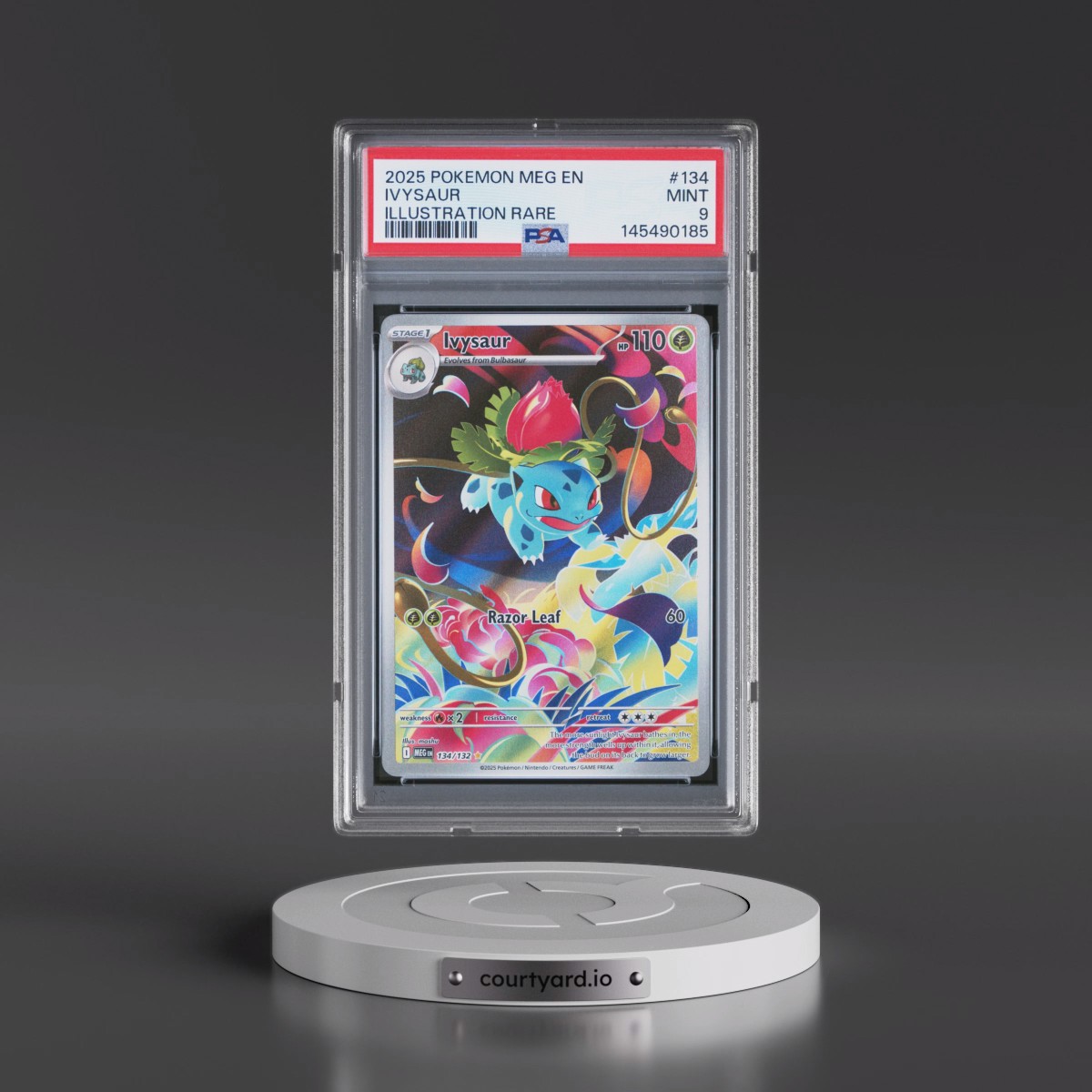 2025 Pokémon Meg EN-Mega Evolution #134 Ivysaur - Illustration Rare (PSA 9 MINT)
