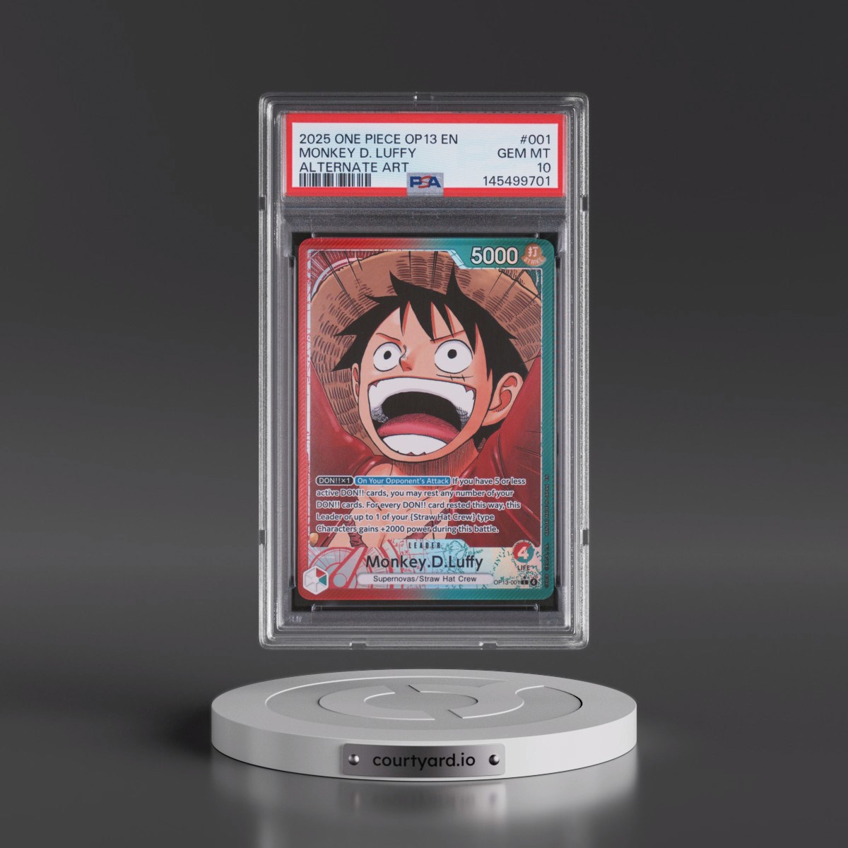 2025 One Piece OP13-Carrying on His Will #001 Monkey D. Luffy - Alternate Art (PSA 10 GEM MINT)