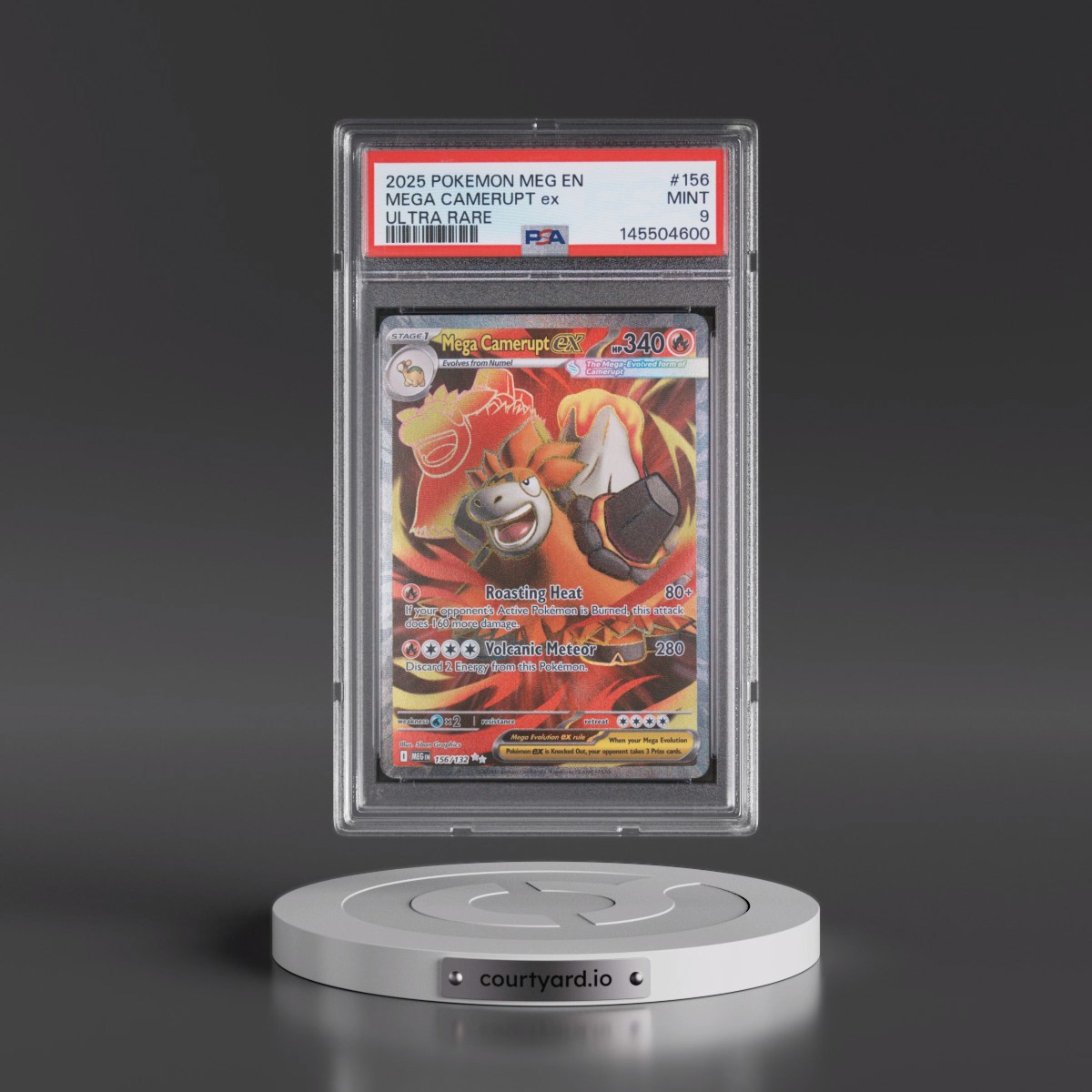 2025 Pokémon Meg EN-Mega Evolution #156 Mega Camerupt EX - Holo Ultra Rare (PSA 9 MINT)