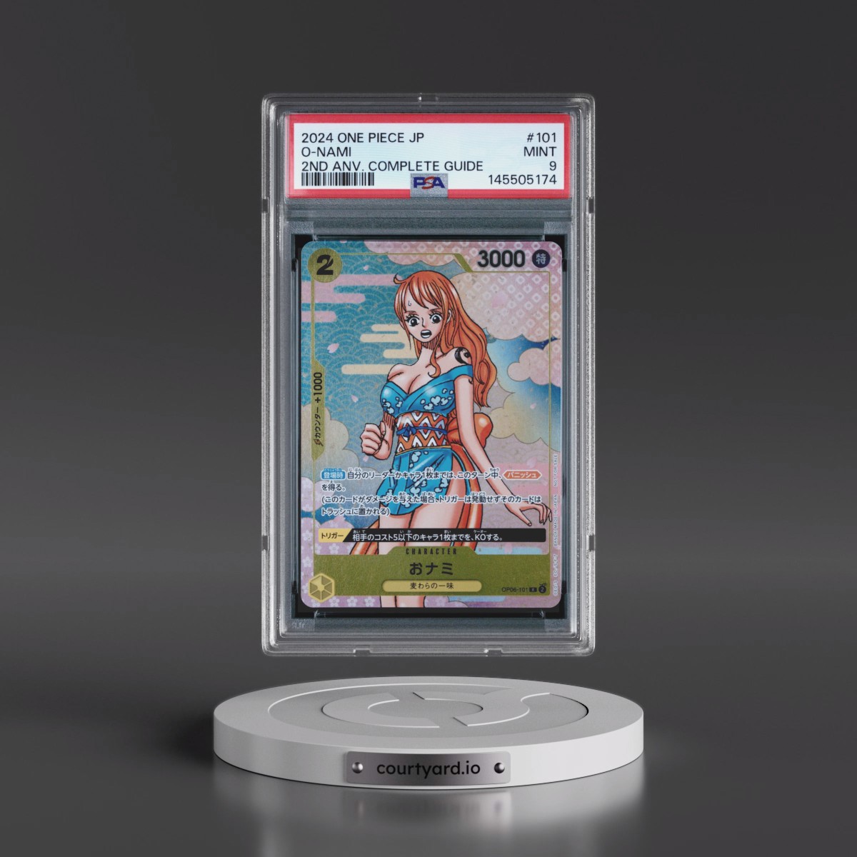 2024 One Piece Japanese Promos #101 O-Nami - One Piece Card Game 2nd Anniversary Complete Guide (PSA 9 MINT)