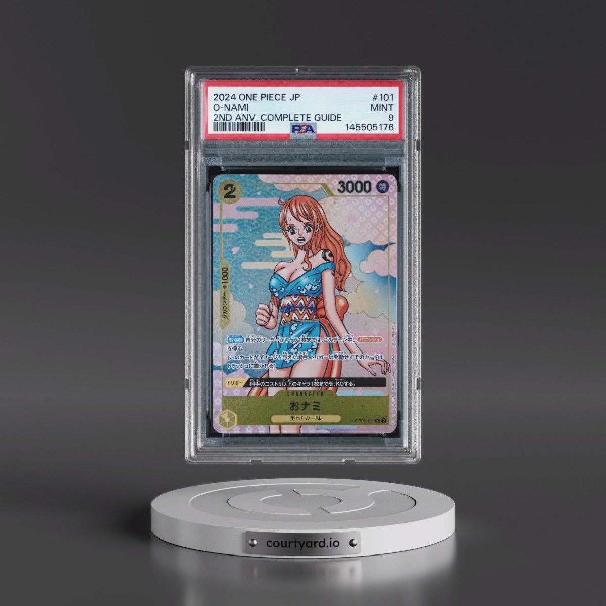 2024 One Piece Japanese Promos #101 O-Nami - One Piece Card Game 2nd Anniversary Complete Guide (PSA 9 MINT)