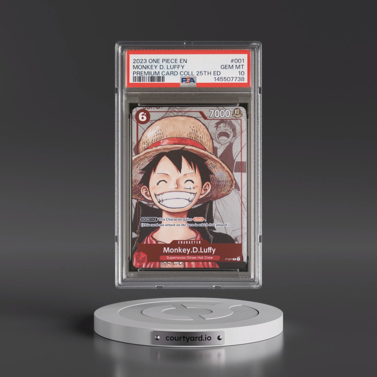 2023 One Piece Premium Bandai Premium Card Collection 25th Edition #001 Monkey D. Luffy (PSA 10 GEM MINT) - Photo