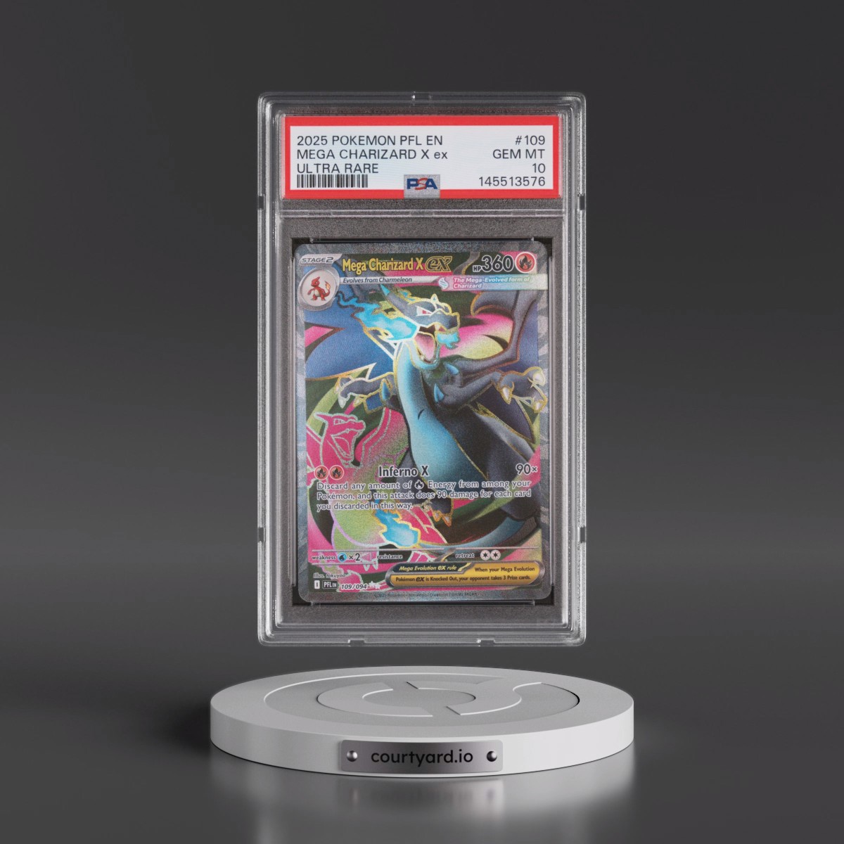 2025 Pokémon Pfl EN-Phantasmal Flames #109 Mega Charizard X EX - Holo Ultra Rare (PSA 10 GEM MINT)
