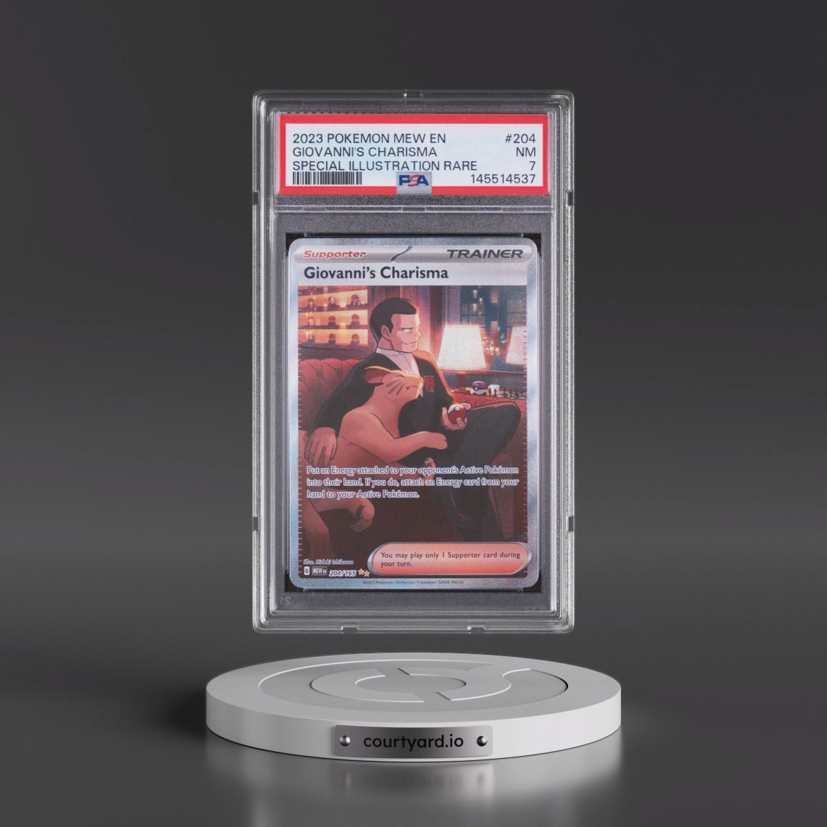 2023 Pokémon Mew EN-151 #204 Giovanni's Charisma - Special Illustration Rare (PSA 7 NM)