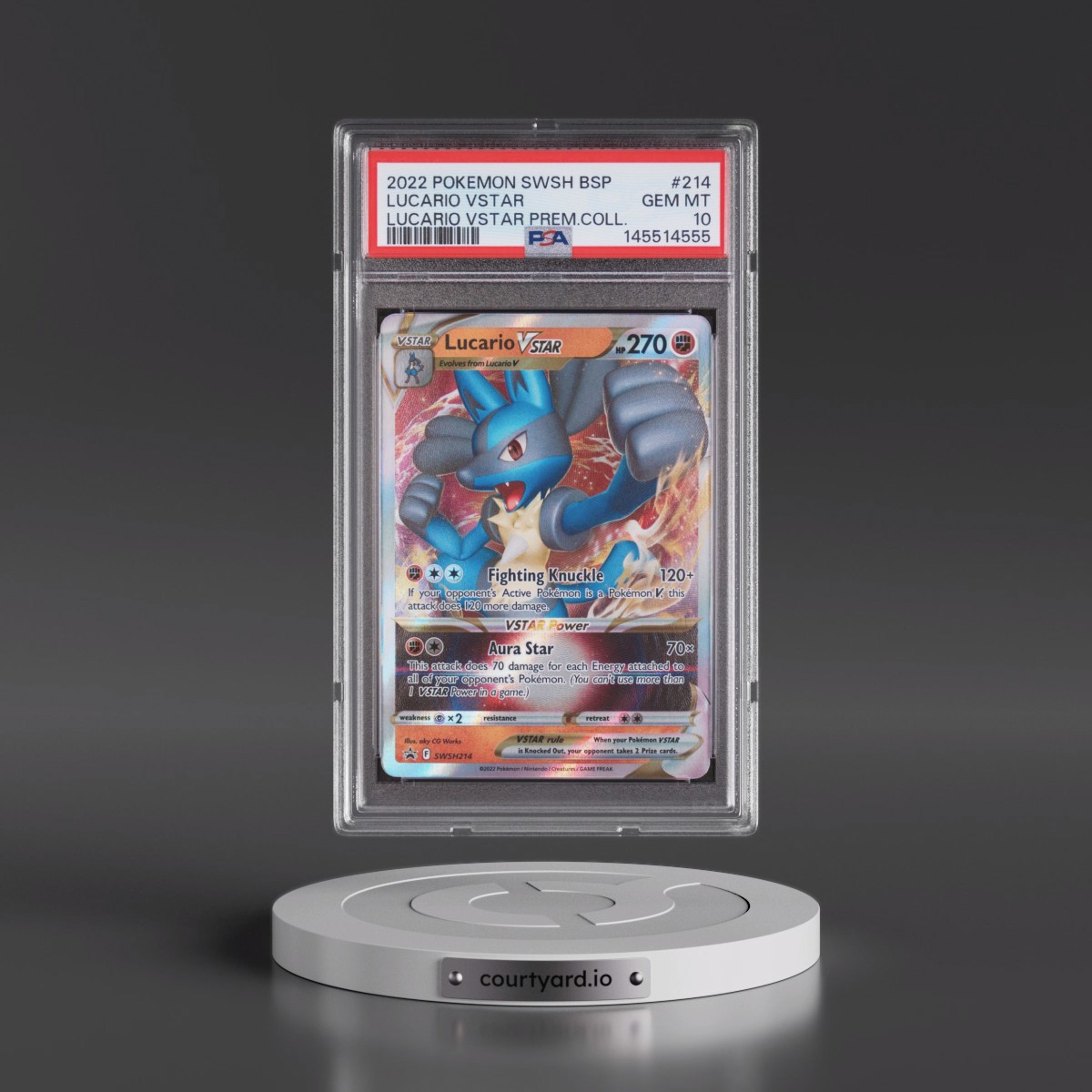 2022 Pokémon Swsh Black Star Promo #214 Lucario Vstar - Lucario Vstar Premium Collection (PSA 10 GEM MINT)