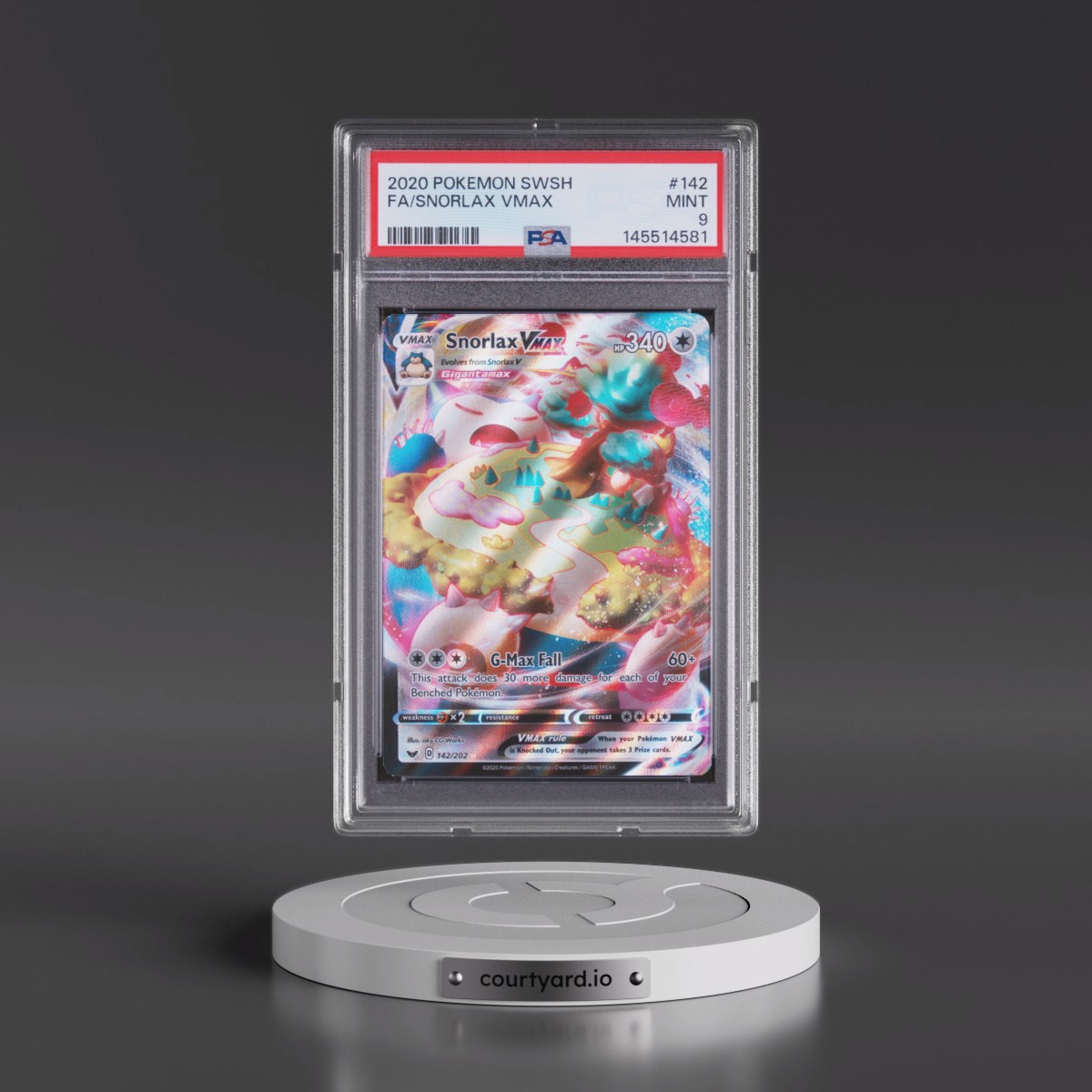 2020 Pokémon Sword & Shield #142 Snorlax Vmax - Full Art (PSA 9 MINT)