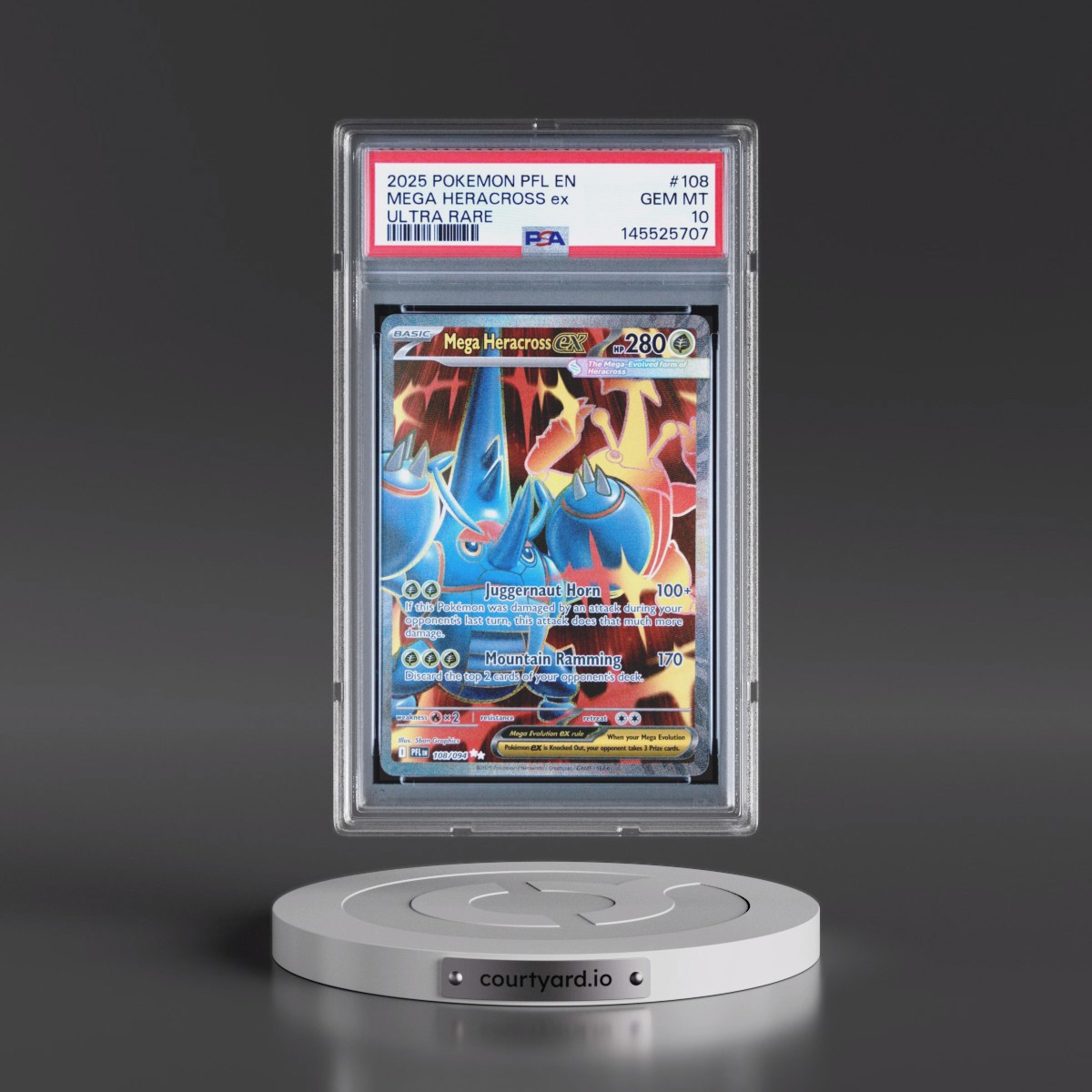 2025 Pokémon Pfl EN-Phantasmal Flames #108 Mega Heracross EX - Holo Ultra Rare (PSA 10 GEM MINT)