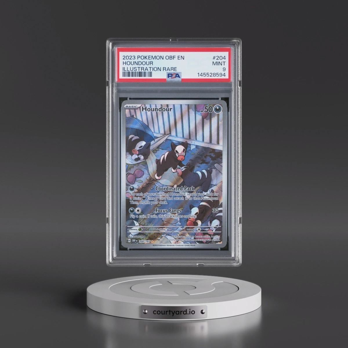 2023 Pokémon Obf EN-Obsidian Flames #204 Houndour - Illustration Rare (PSA 9 MINT)