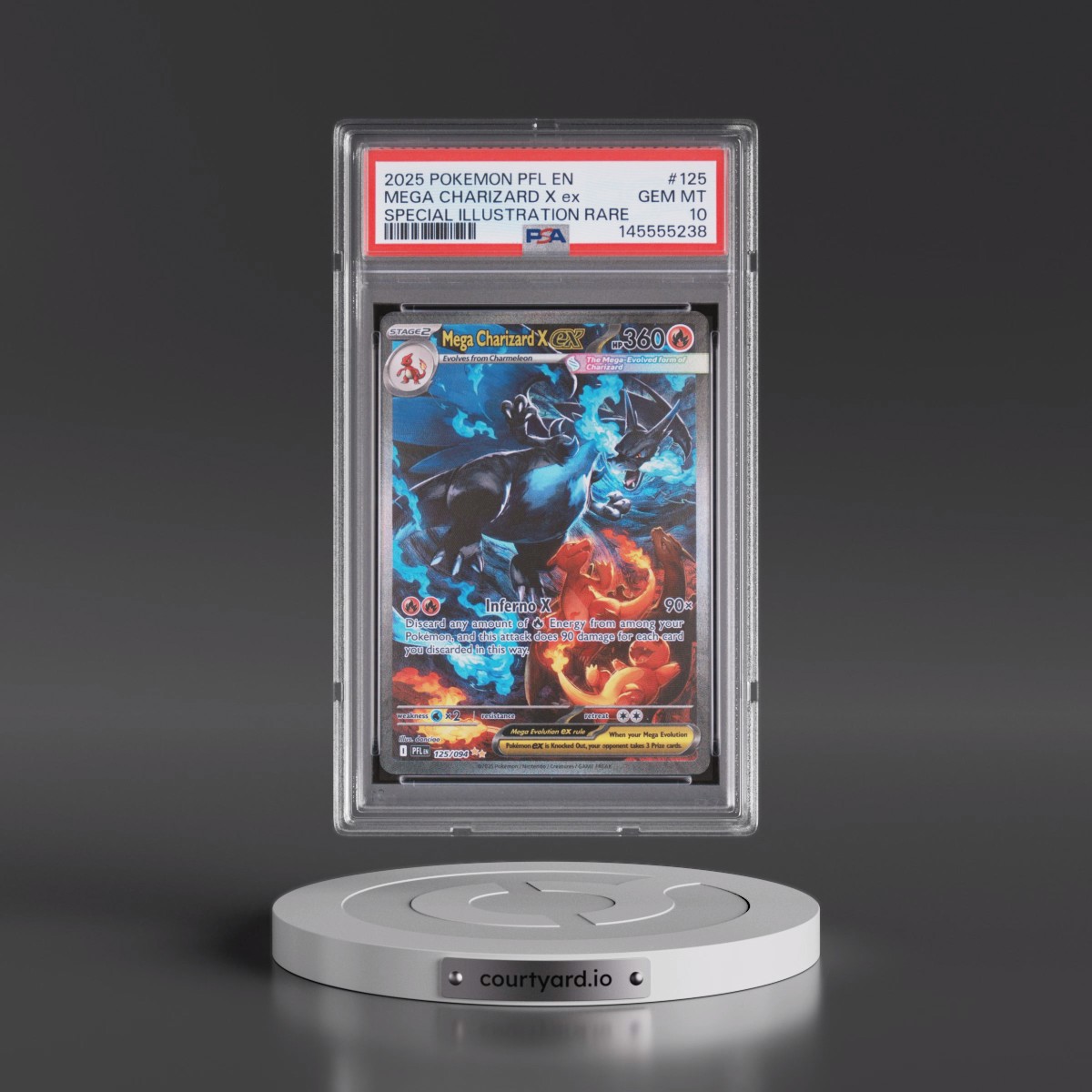 2025 Pokémon Pfl EN-Phantasmal Flames #125 Mega Charizard X EX - Holo Special Illustration Rare (PSA 10 GEM MINT)