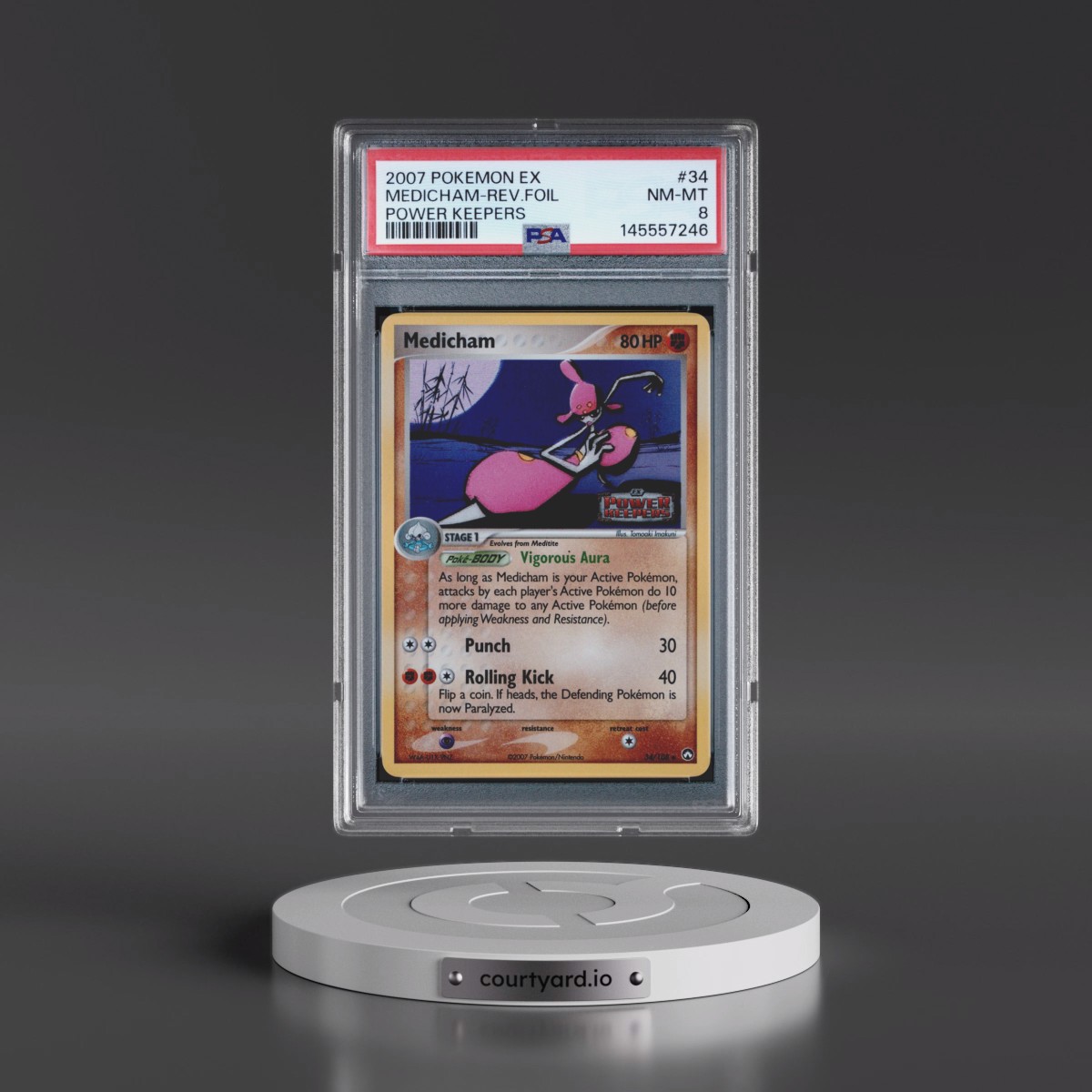 2007 Pokémon EX Power Keepers #34 Medicham - Reverse Foil (PSA 8 NM-MT)