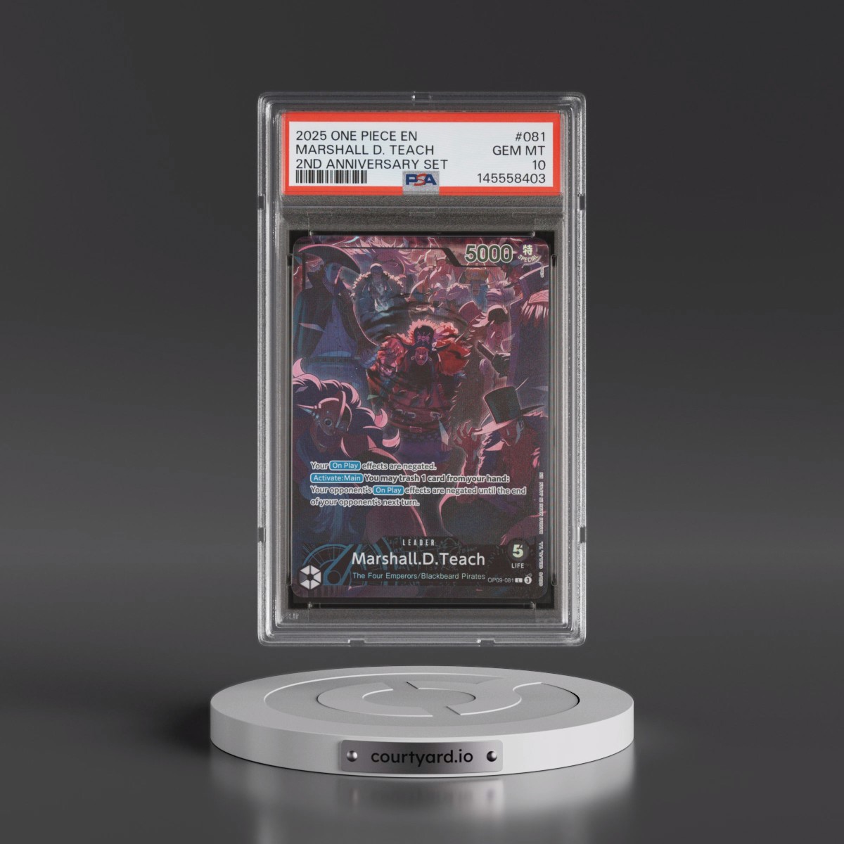2025 One Piece English Version 2nd Anniversary Set #081 Marshall D. Teach (PSA 10 GEM MINT)