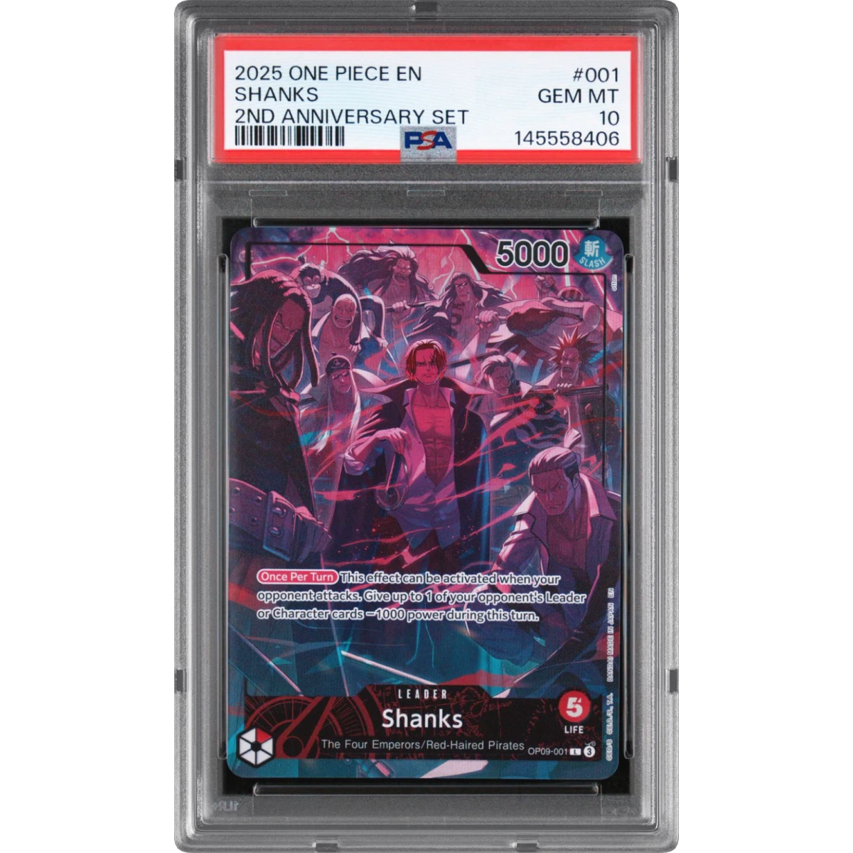 2025 One Piece English Version 2nd Anniversary Set #001 Shanks (PSA 10 GEM MINT)