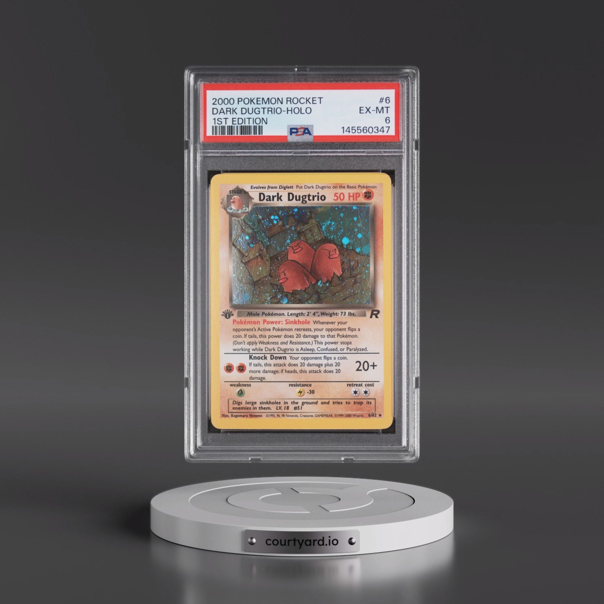 2000 Pokémon Rocket #6 Dark Dugtrio - 1st Edition Holo (PSA 6 EX-MT)