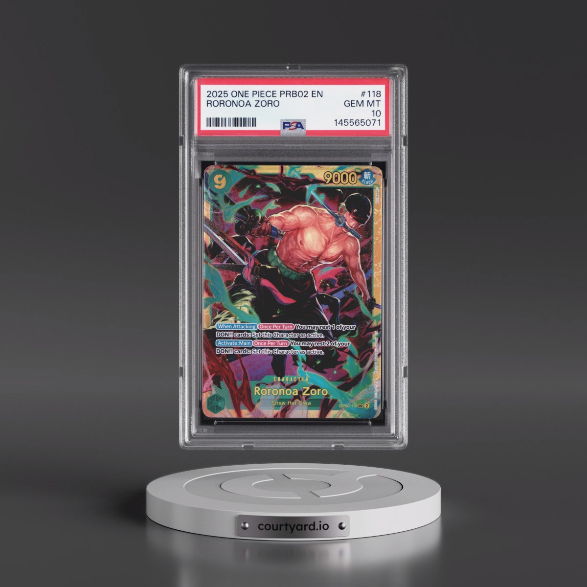 2025 One Piece PRB02-Premium Booster -One Piece Card the Best- Vol.2 #118 Roronoa Zoro (PSA 10 GEM MINT)