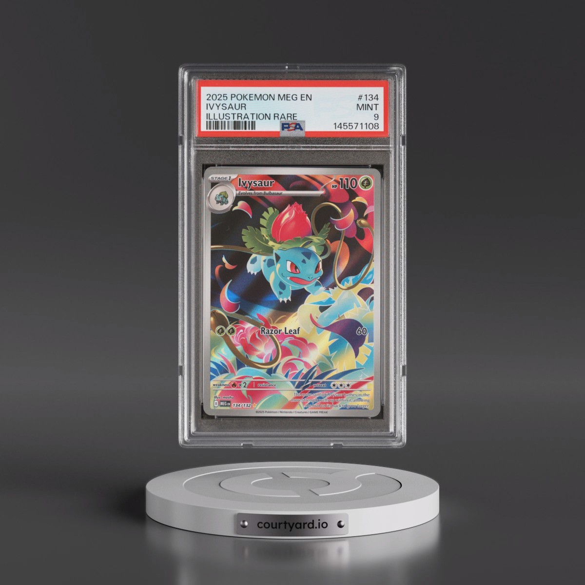 2025 Pokémon Meg EN-Mega Evolution #134 Ivysaur - Illustration Rare (PSA 9 MINT)