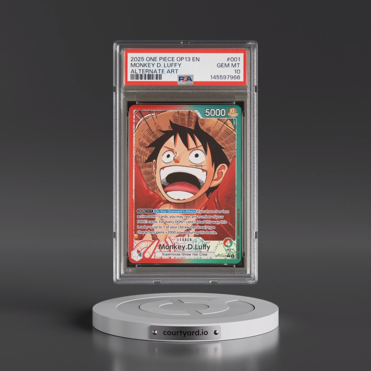 2025 One Piece OP13-Carrying on His Will #001 Monkey D. Luffy - Alternate Art (PSA 10 GEM MINT)
