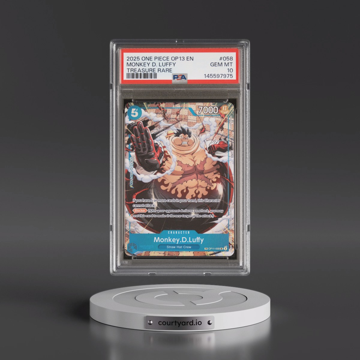 2025 One Piece OP13-Carrying on His Will #058 Monkey D. Luffy - Treasure Rare (PSA 10 GEM MINT)