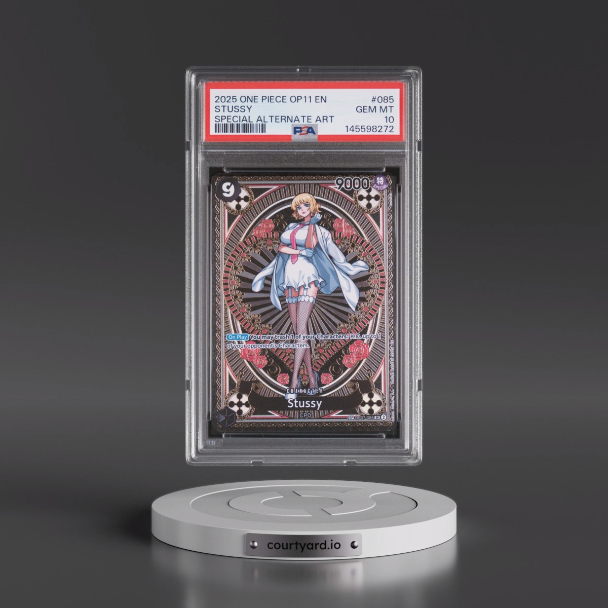 2025 One Piece OP11-A Fist of Divine Speed #085 Stussy - Special Alternate Art (PSA 10 GEM MINT)