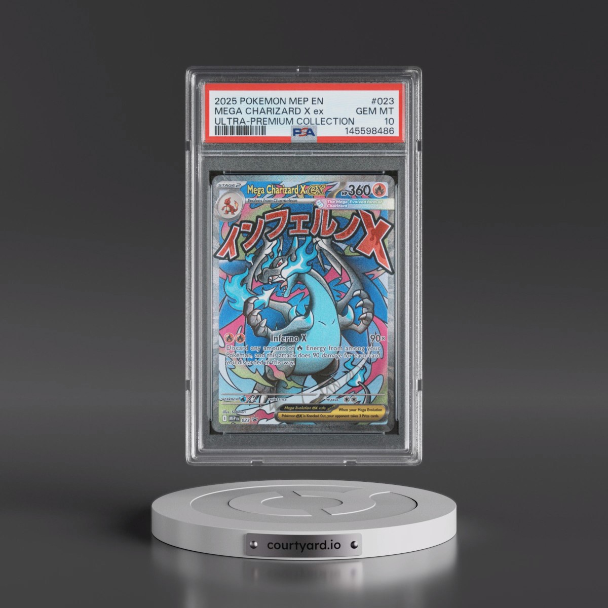 2025 Pokémon Mep EN-Me Black Star Promo #023 Mega Charizard X EX - Holo Mega Charizard X EX Ultra-Premium Collection (PSA 10 GEM MINT)