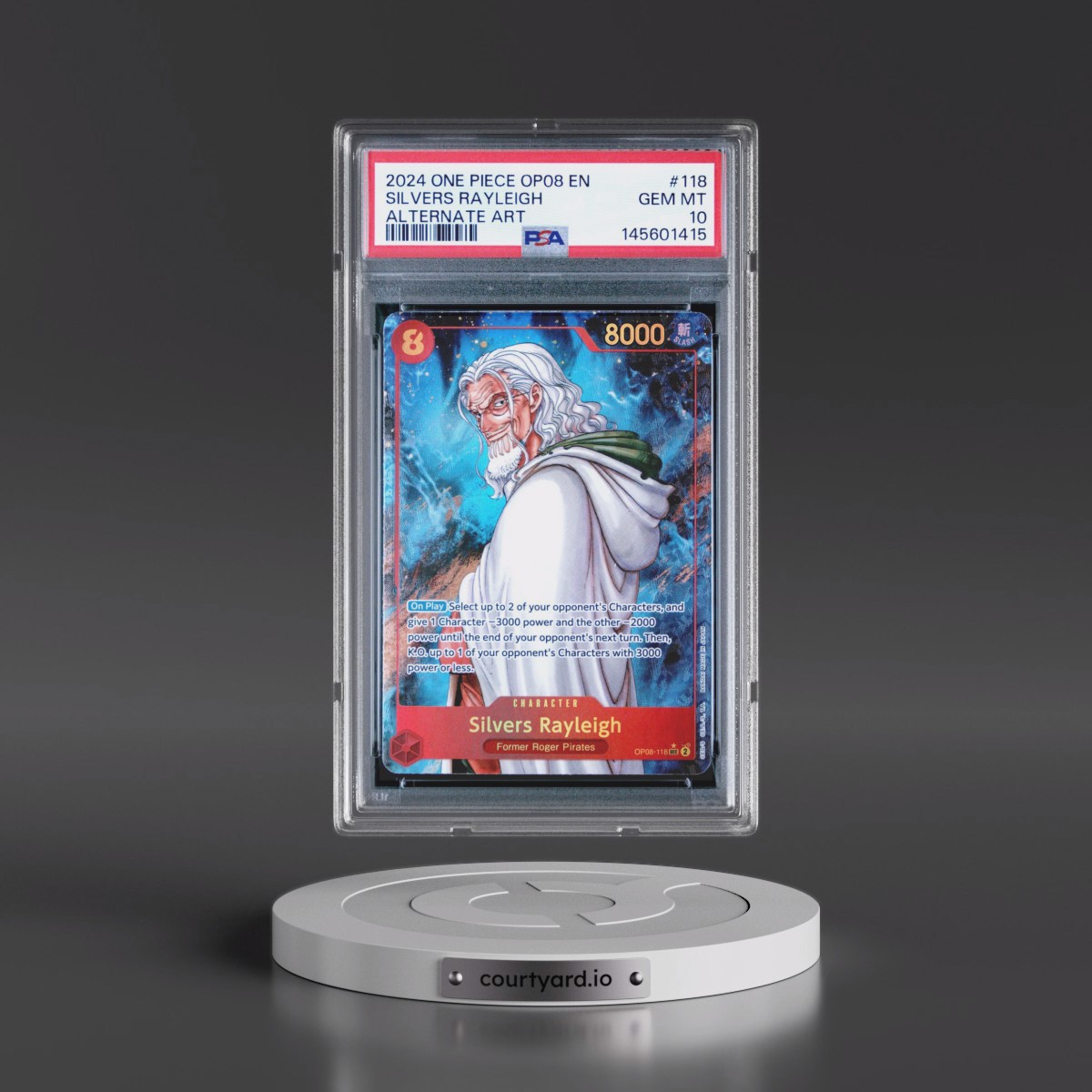 2024 One Piece OP08-Two Legends #118 Silvers Rayleigh - Alternate Art (PSA 10 GEM MINT)