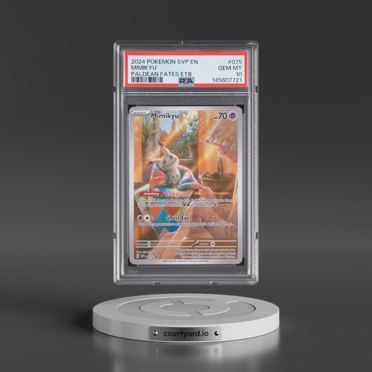 2024 Pokémon Svp EN-SV Black Star Promo #075 Mimikyu - Paldean Fates Elite Trainer Box (PSA 10 GEM MINT)
