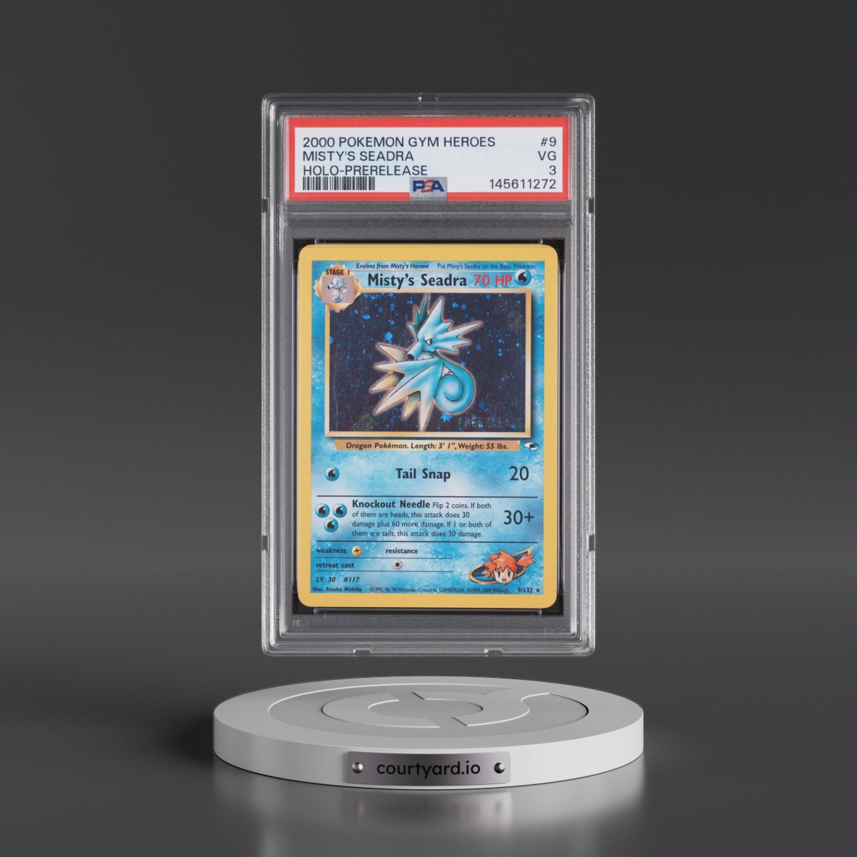 2000 Pokémon Gym Heroes #9 Misty's Seadra - Holo-Prerelease (PSA 3 VG)