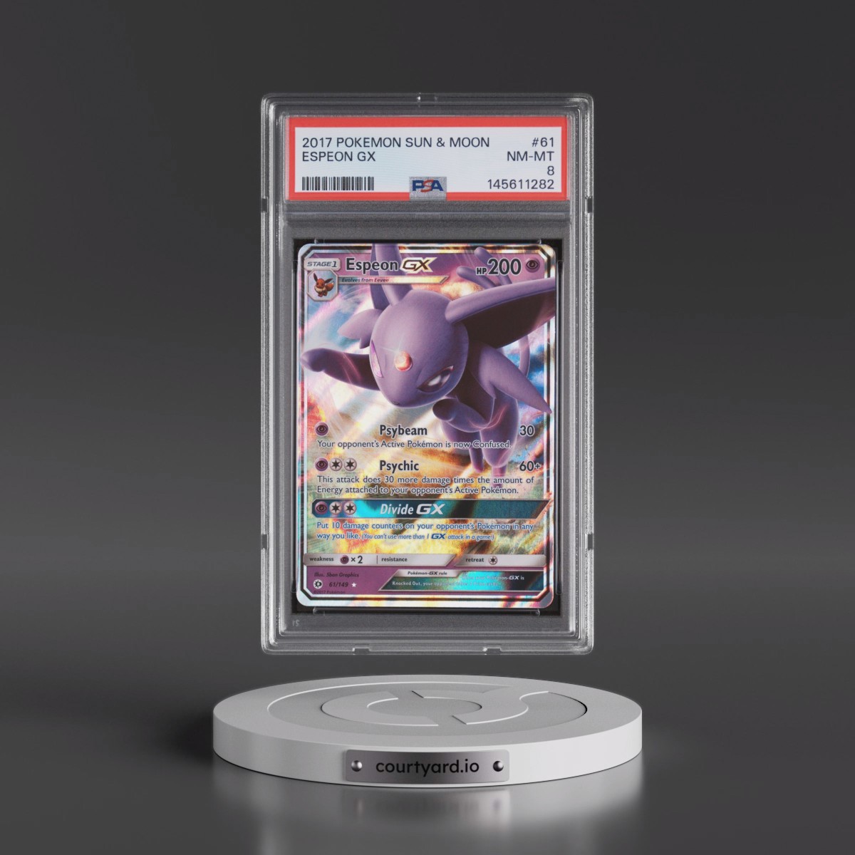2017 Pokémon Sun & Moon #61 Espeon GX - Holo (PSA 8 NM-MT)