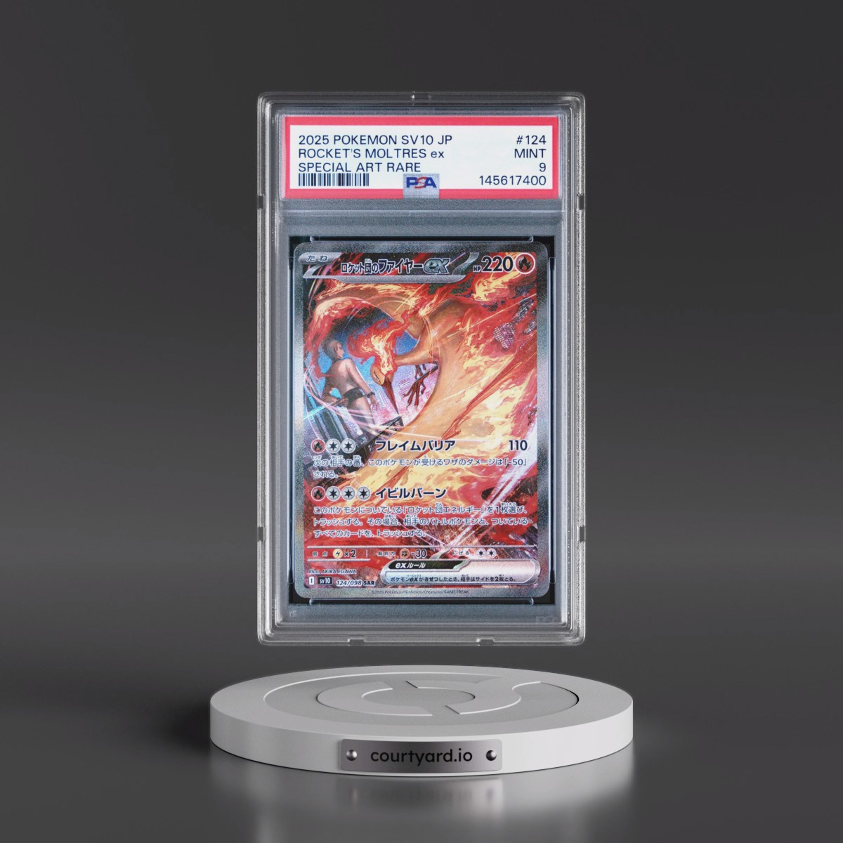 2025 Pokémon SV10-Glory of Team Rocket #124 Team Rocket's Moltres EX - Holo Special Art Rare (PSA 9 MINT)