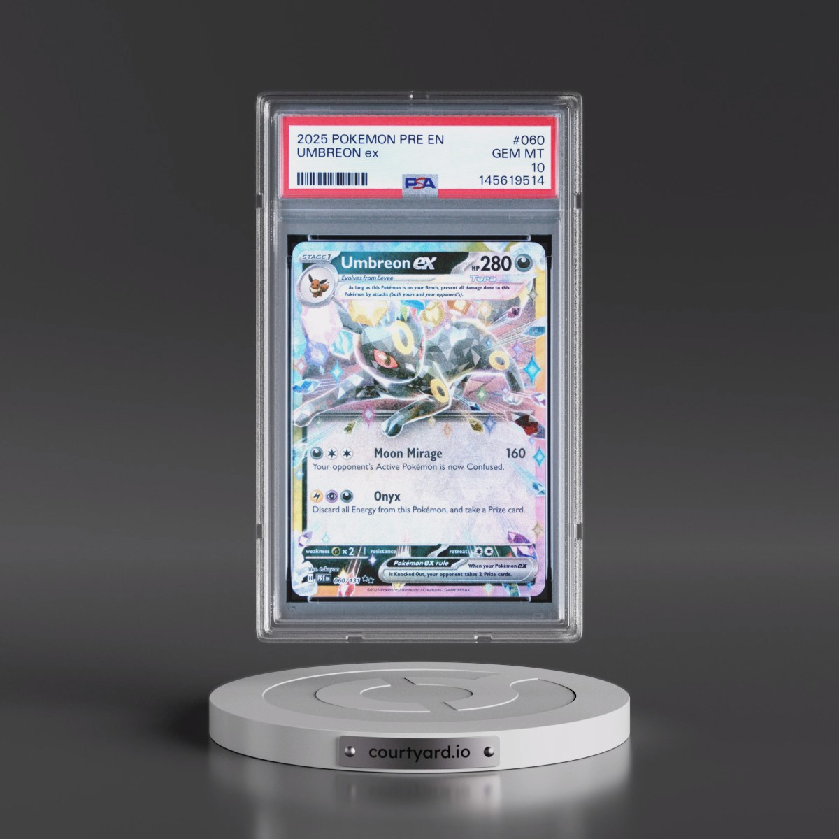 2025 Pokémon Pre EN-Prismatic Evolutions #060 Umbreon EX - Holo (PSA 10 GEM MINT)